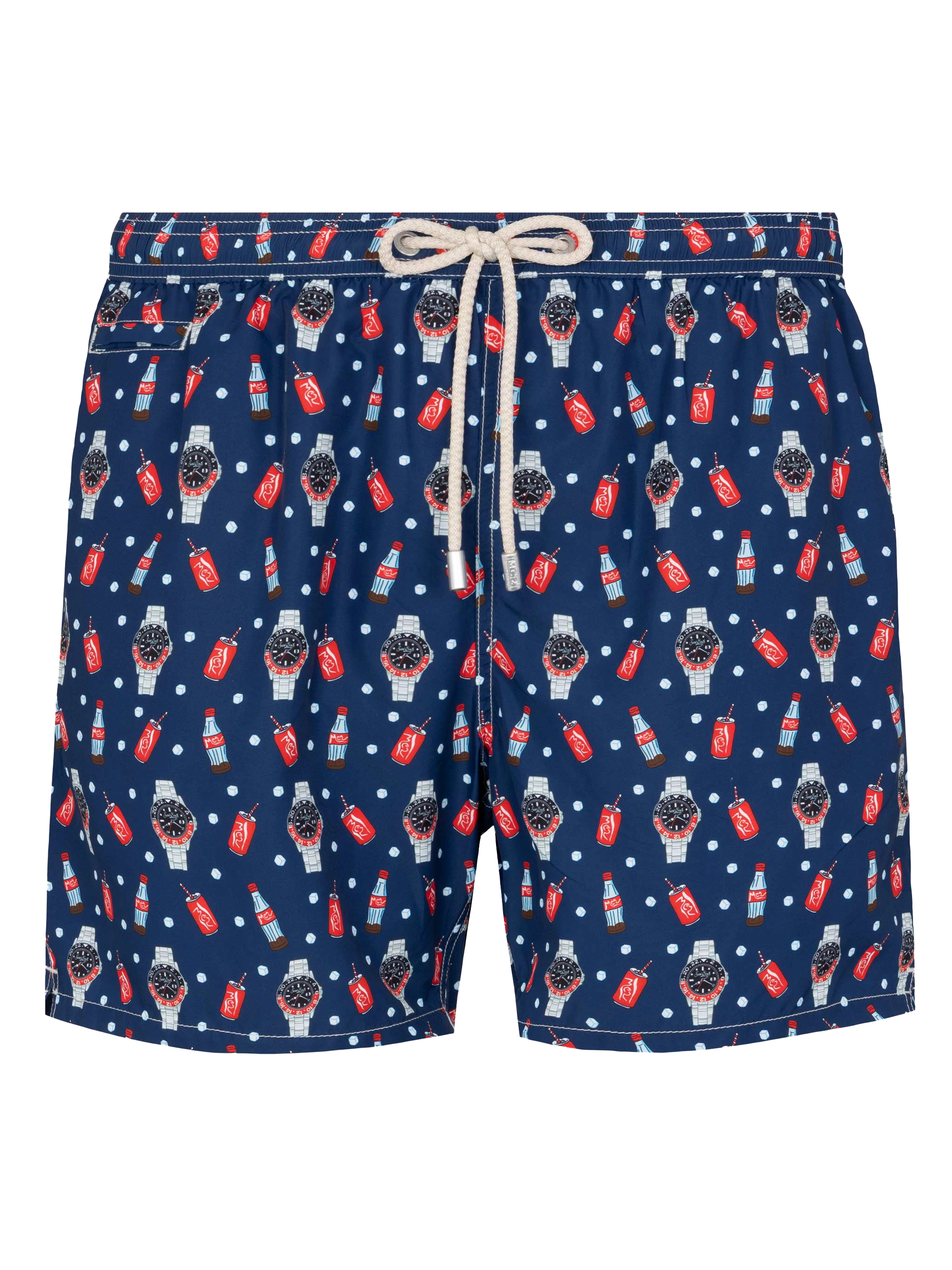 Lightweight fabric swim shorts Lighting with watch print