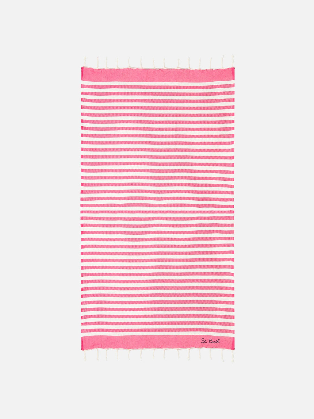 Cotton beach towel Fouta with fuchsia striped print