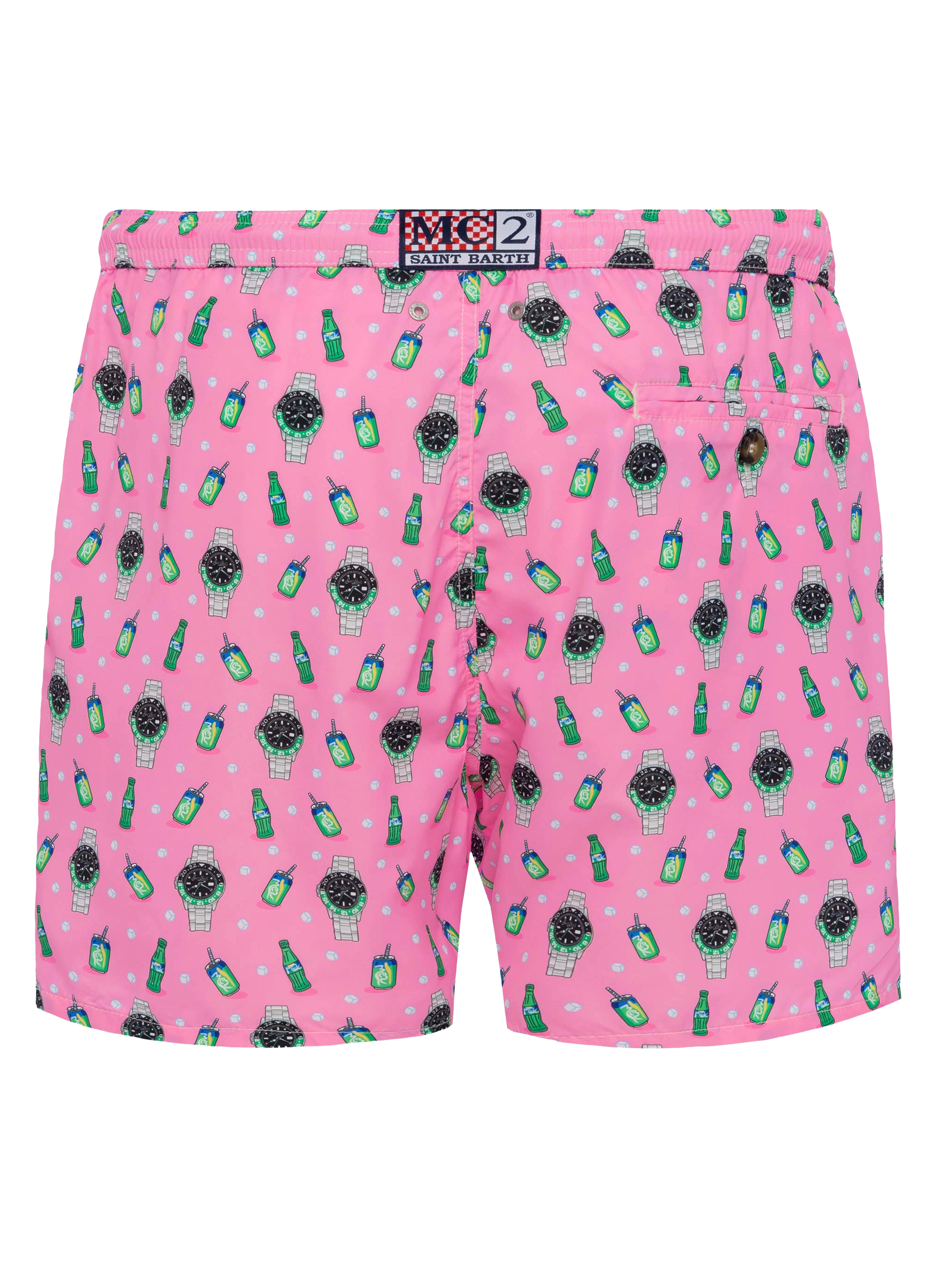 Lightweight fabric swim shorts Lighting with watch print