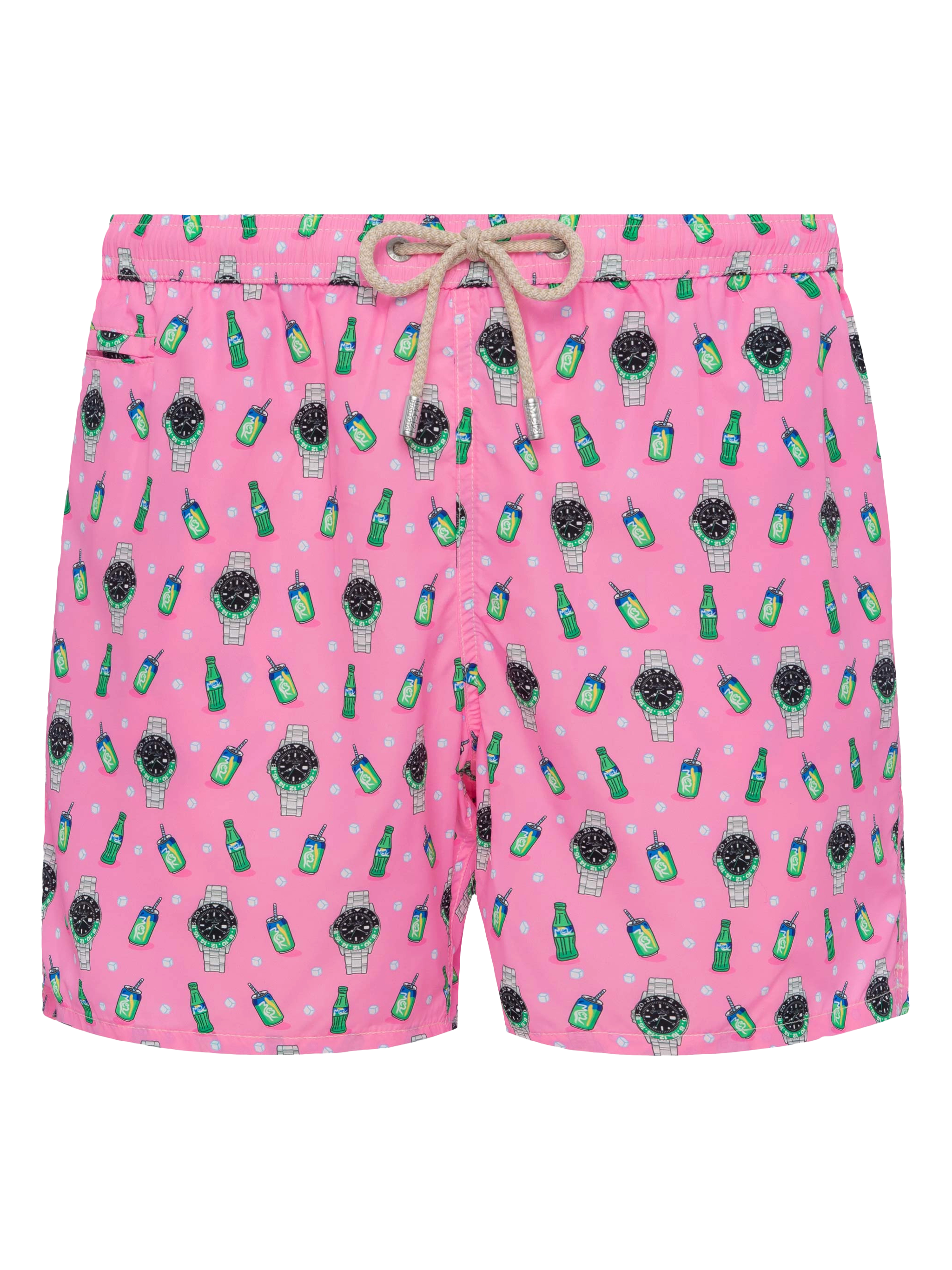 Lightweight fabric swim shorts Lighting with watch print