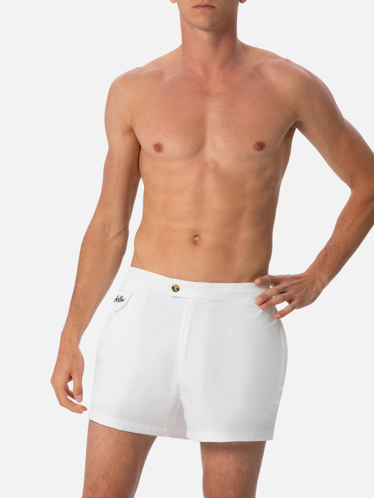 Harrys white fitted cut swim shorts