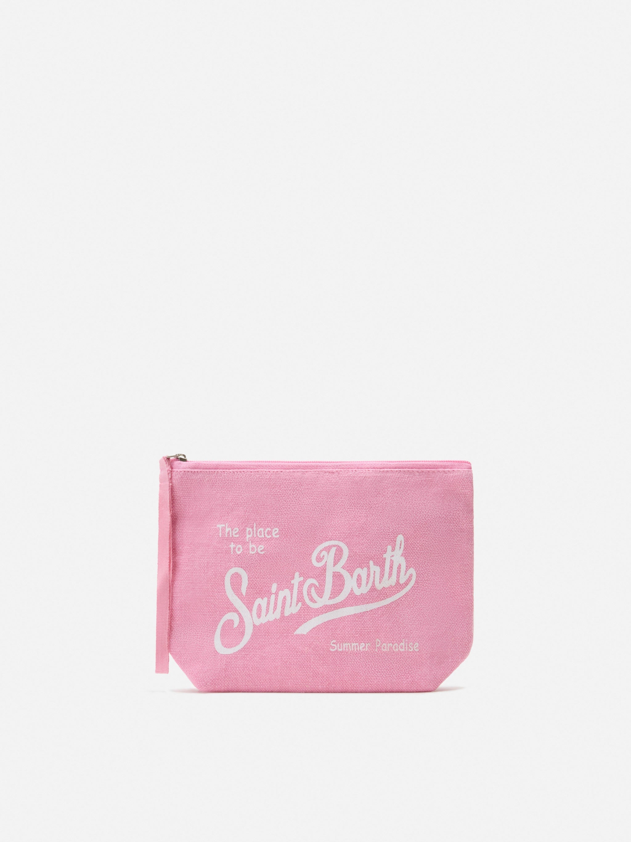 Aline pink solid color linen pouch