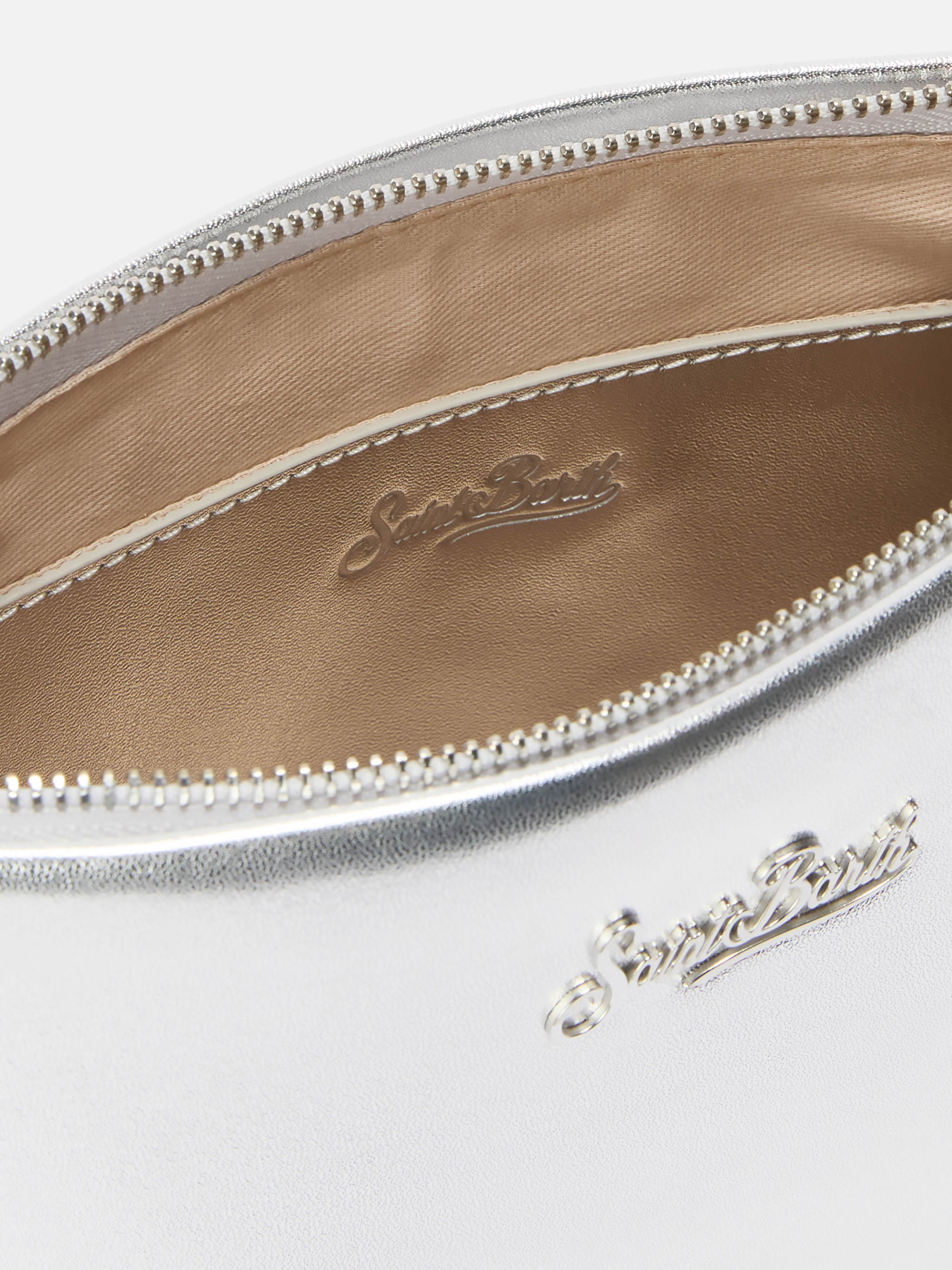 Aline Shoulder Bag in silver laminated leather