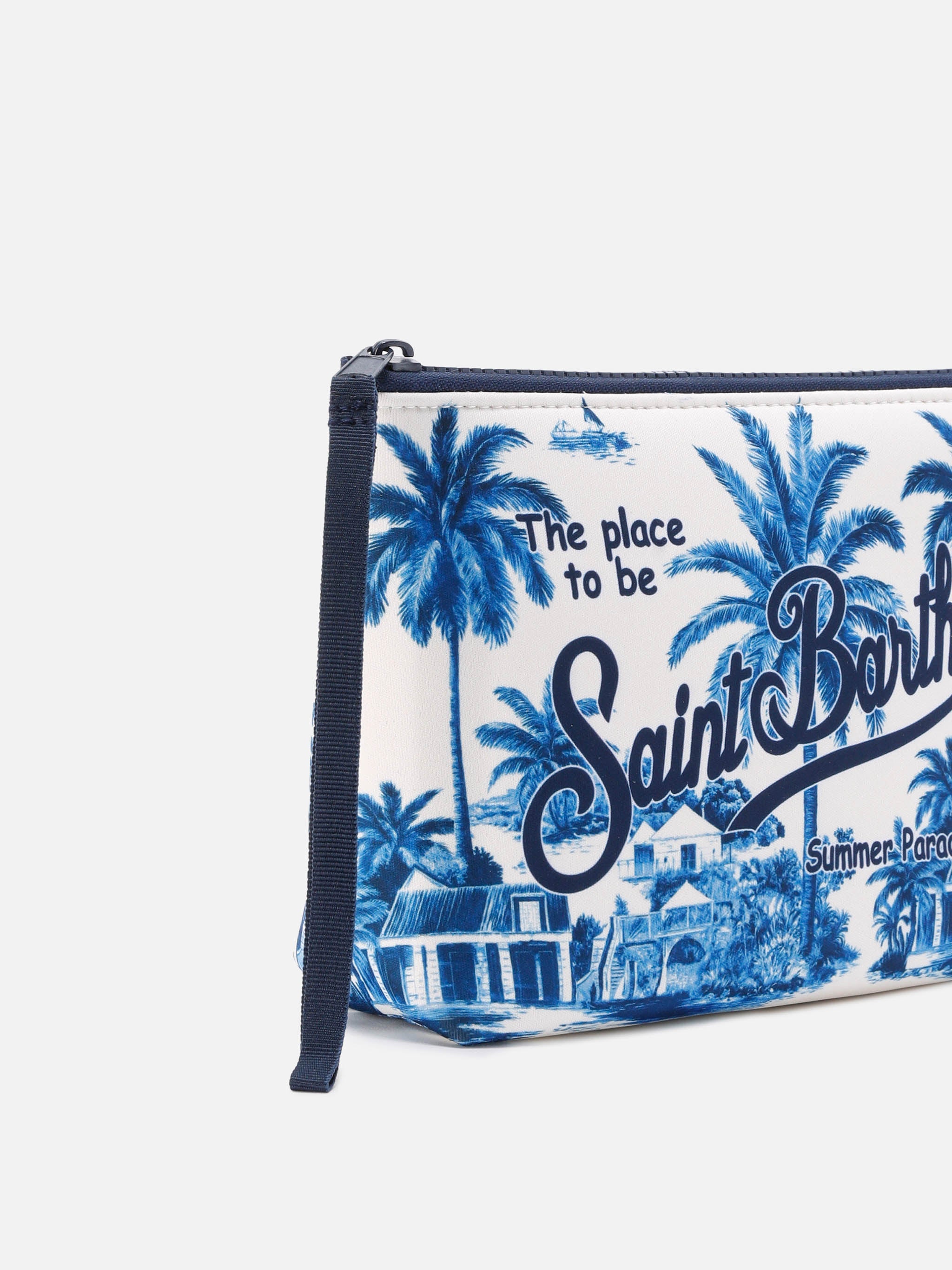 Aline scuba pouch with Toile de Jouy print | Special Edition