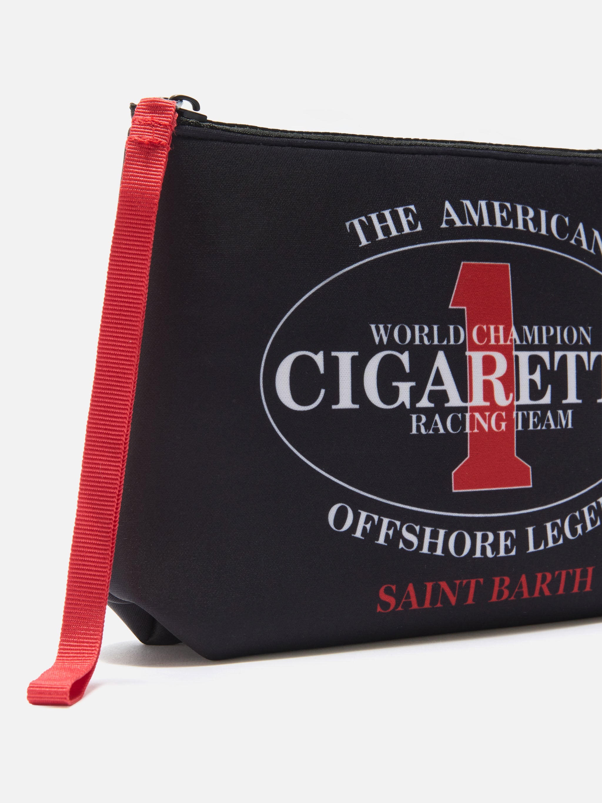 Pochette nera in neoprene Aline con ricamo Cigarette Racing Team | Edizione Speciale