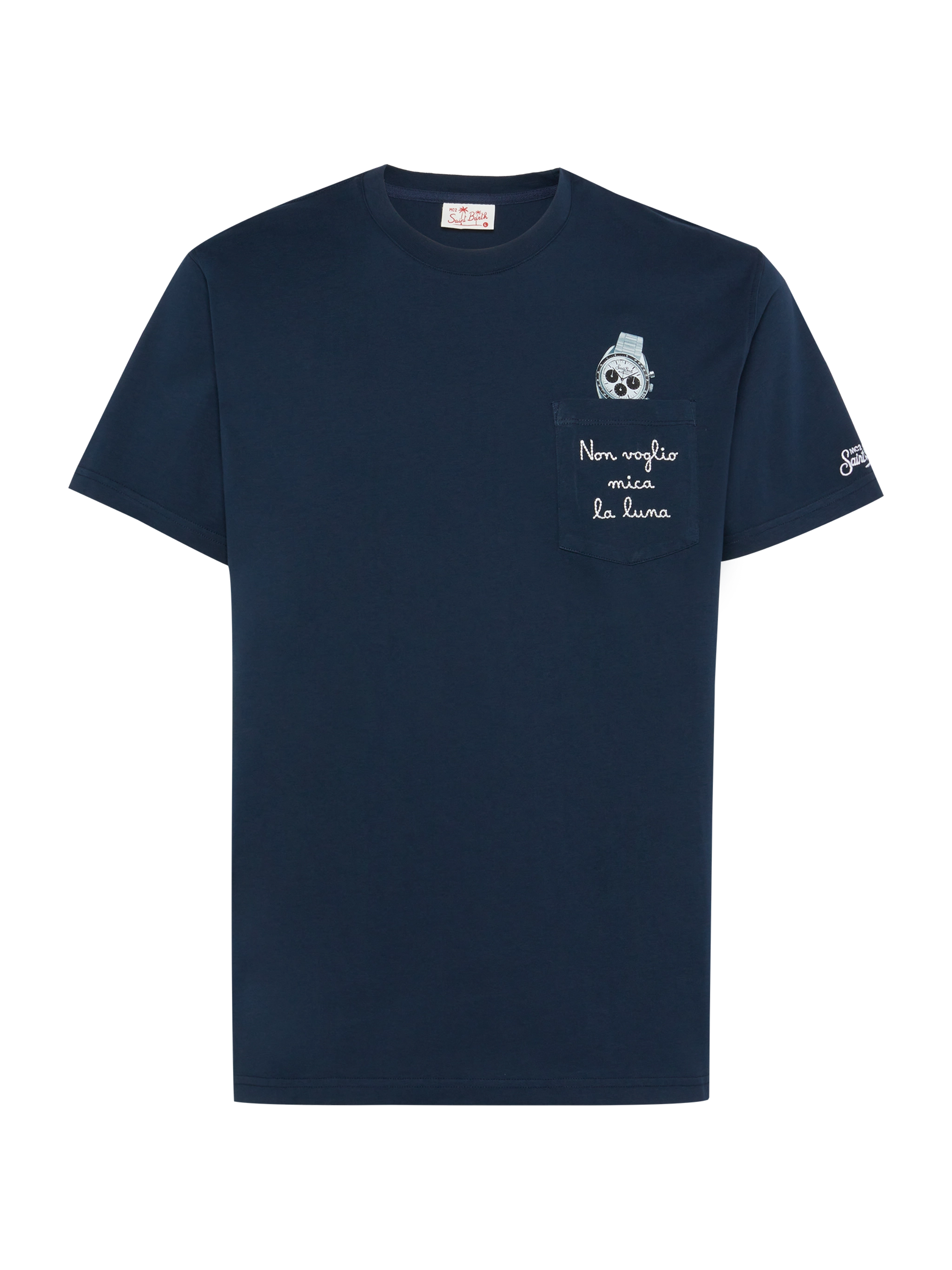 T-shirt in cotone Austin con ricamo e stampa orologio