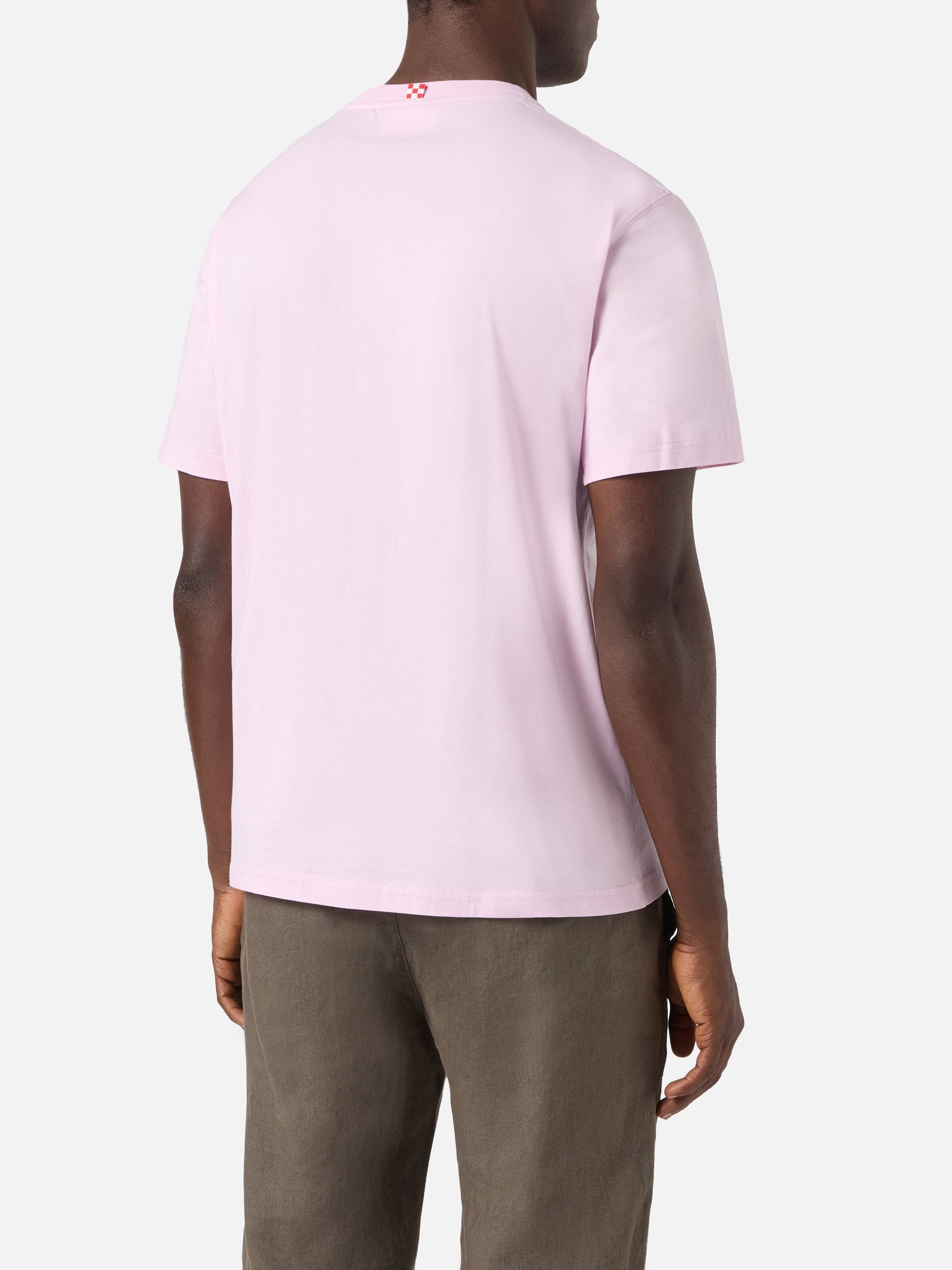 Pink Austin t-shirt with watch and Platona Is The Best embroidery