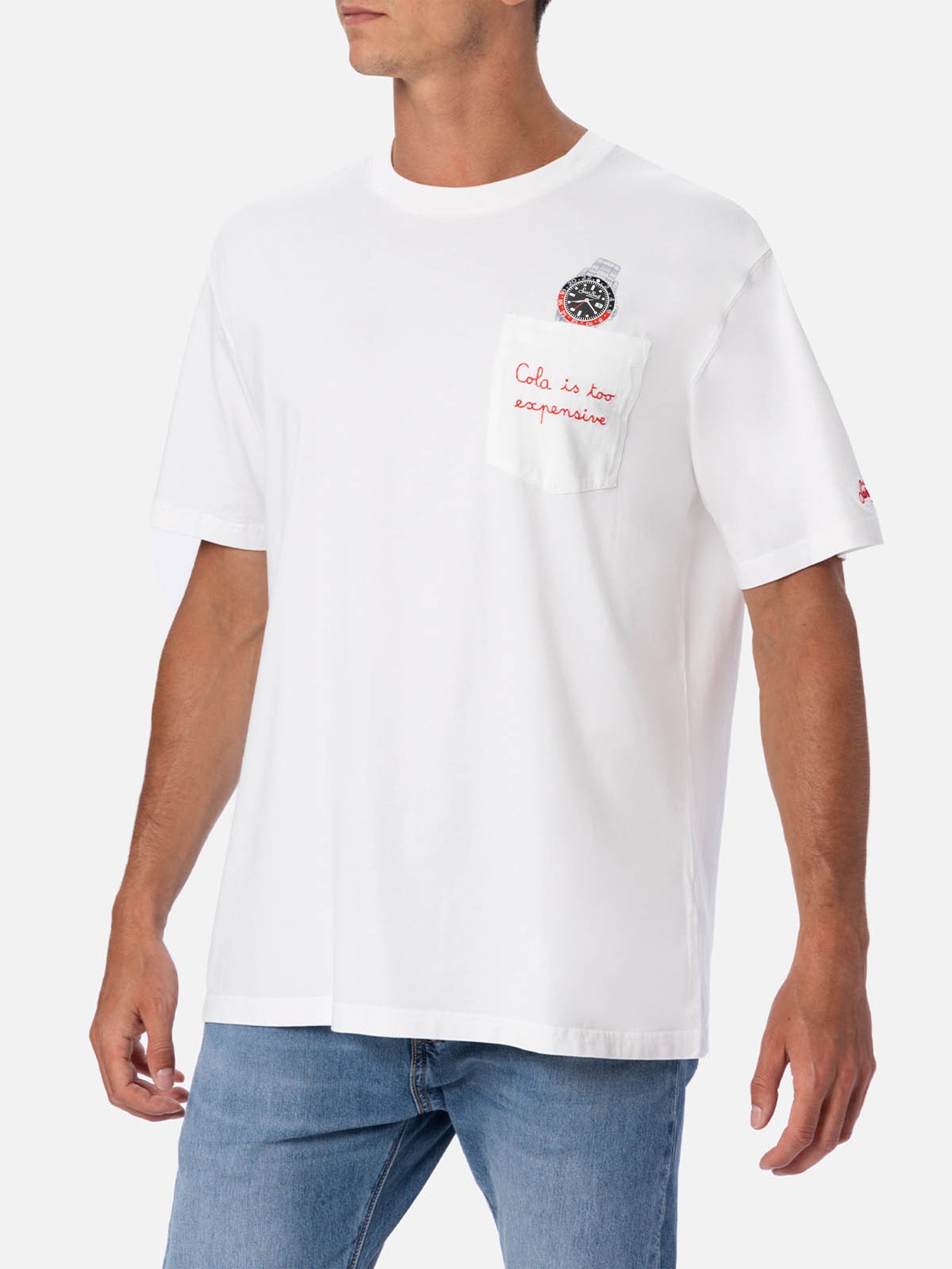 T-shirt in cotone Austin con ricamo e stampa orologio