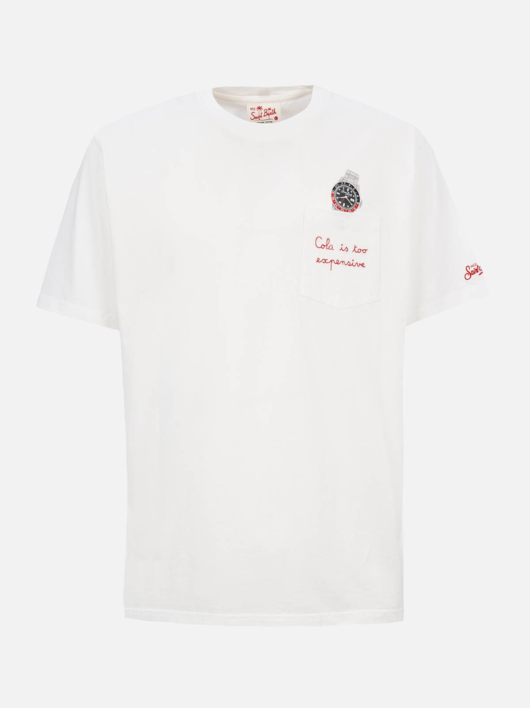 T-shirt in cotone Austin con ricamo e stampa orologio