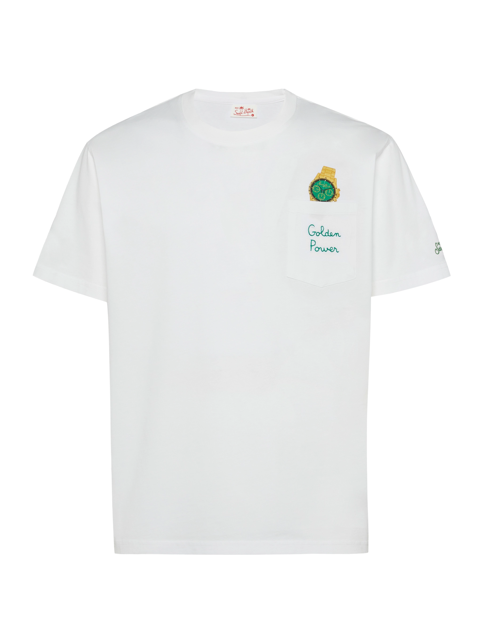 T-shirt in cotone Austin con ricamo e stampa orologio