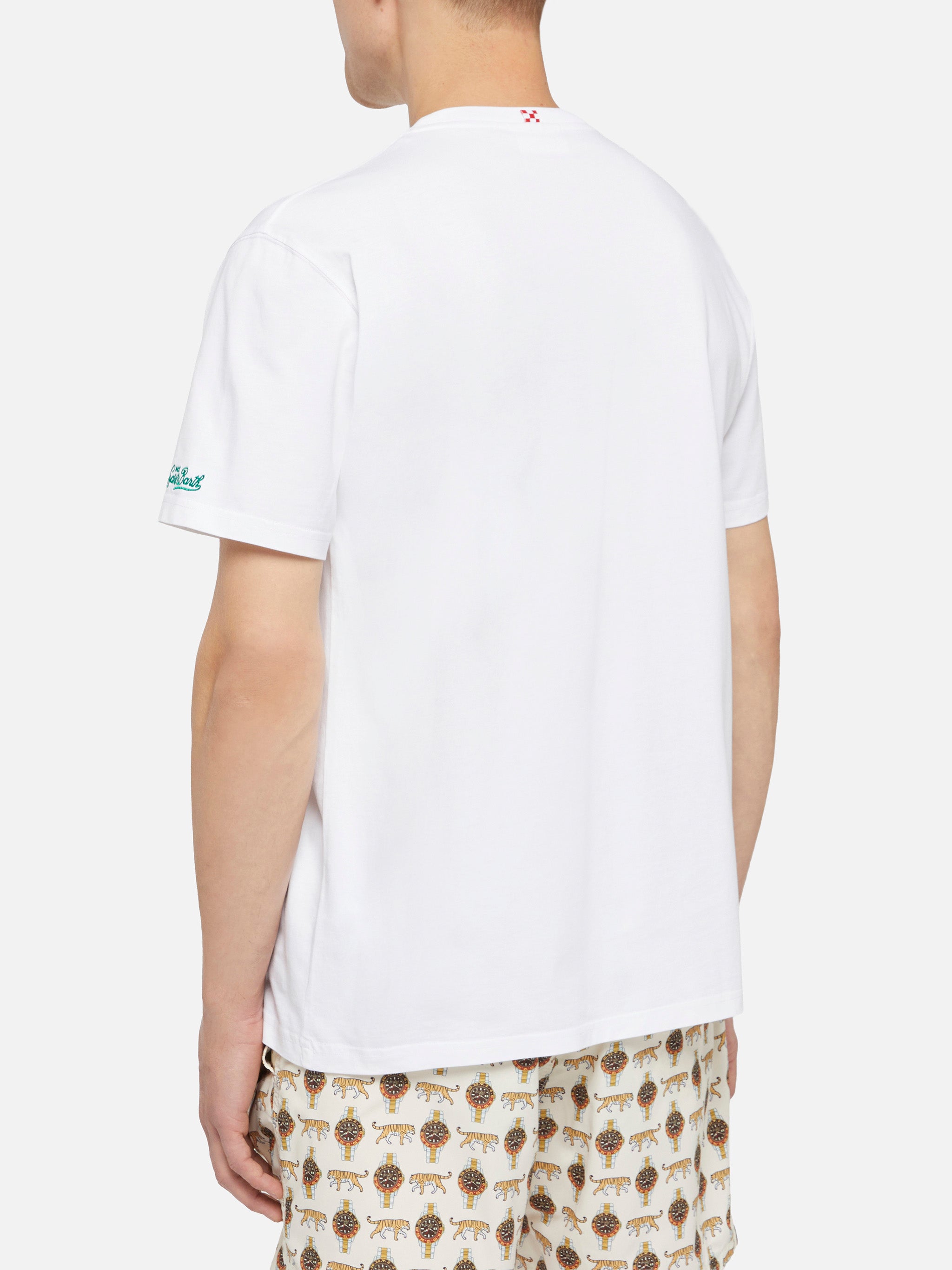 T-shirt in cotone Austin con ricamo e stampa orologio