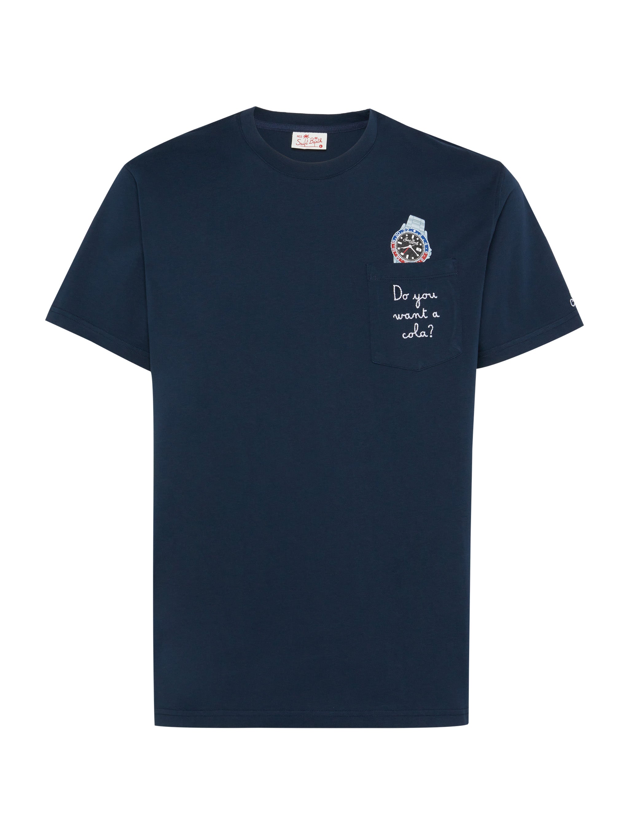 T-shirt in cotone Austin con ricamo e stampa orologio