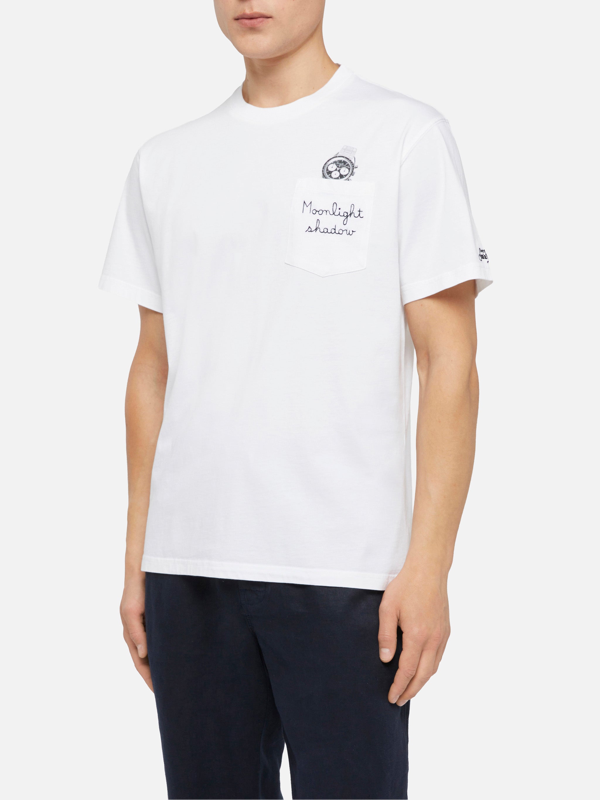 T-shirt in cotone Austin con ricamo e stampa orologio