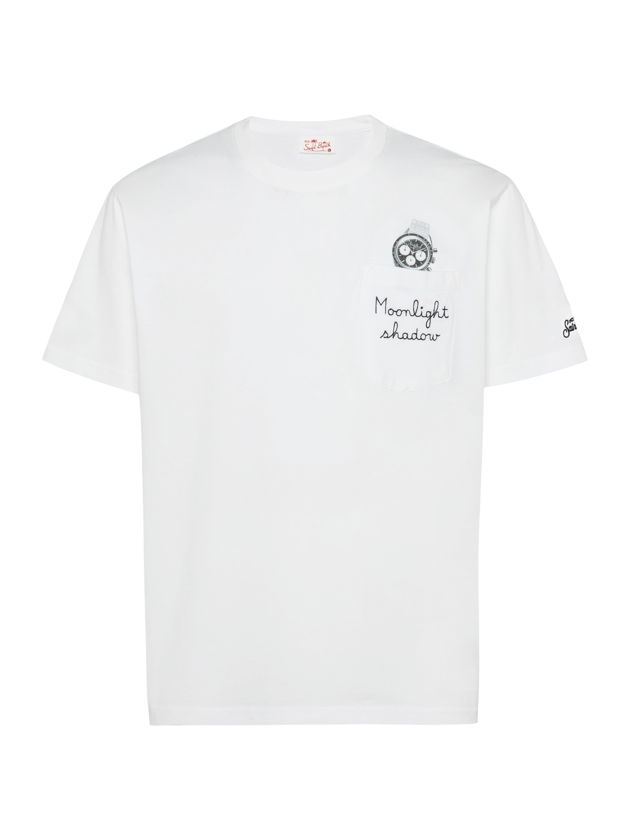 T-shirt in cotone Austin con ricamo e stampa orologio