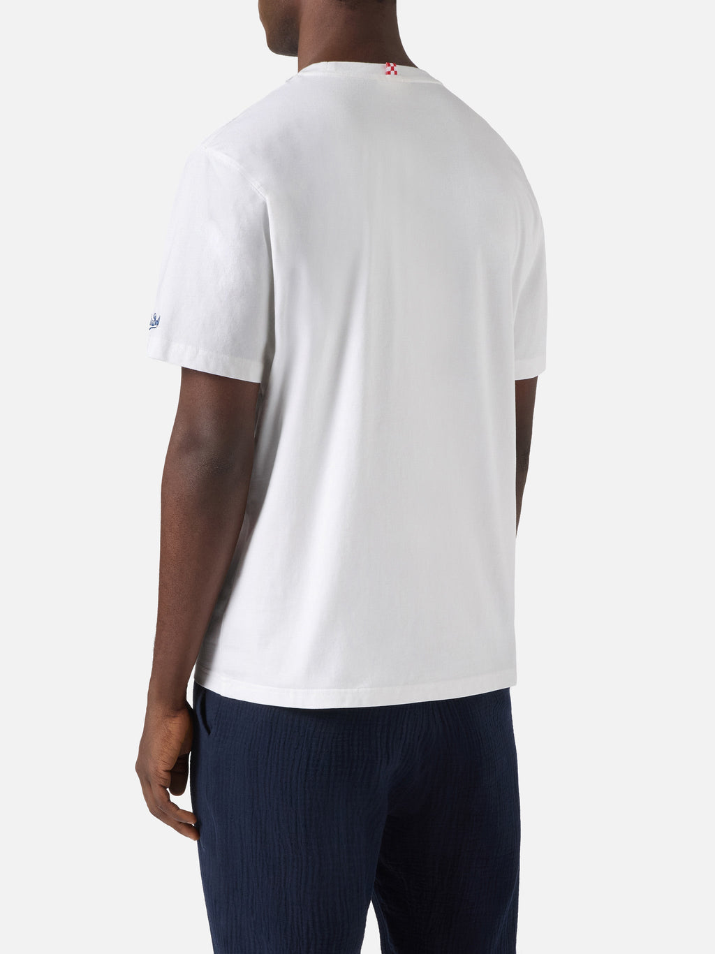 White Austin t-shirt with watch and Ostriche e Bollicine embroidery