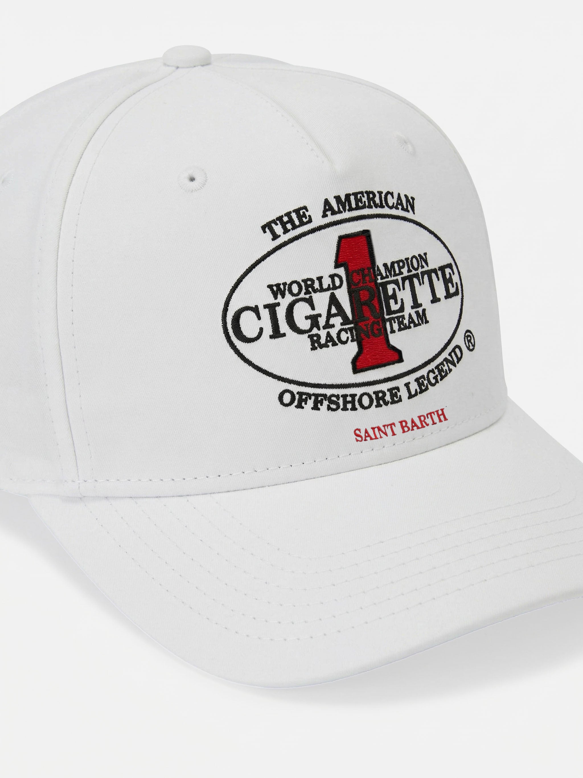 Cappellino da baseball con visiera bianco con ricamo Sigaretta | Edizione Speciale