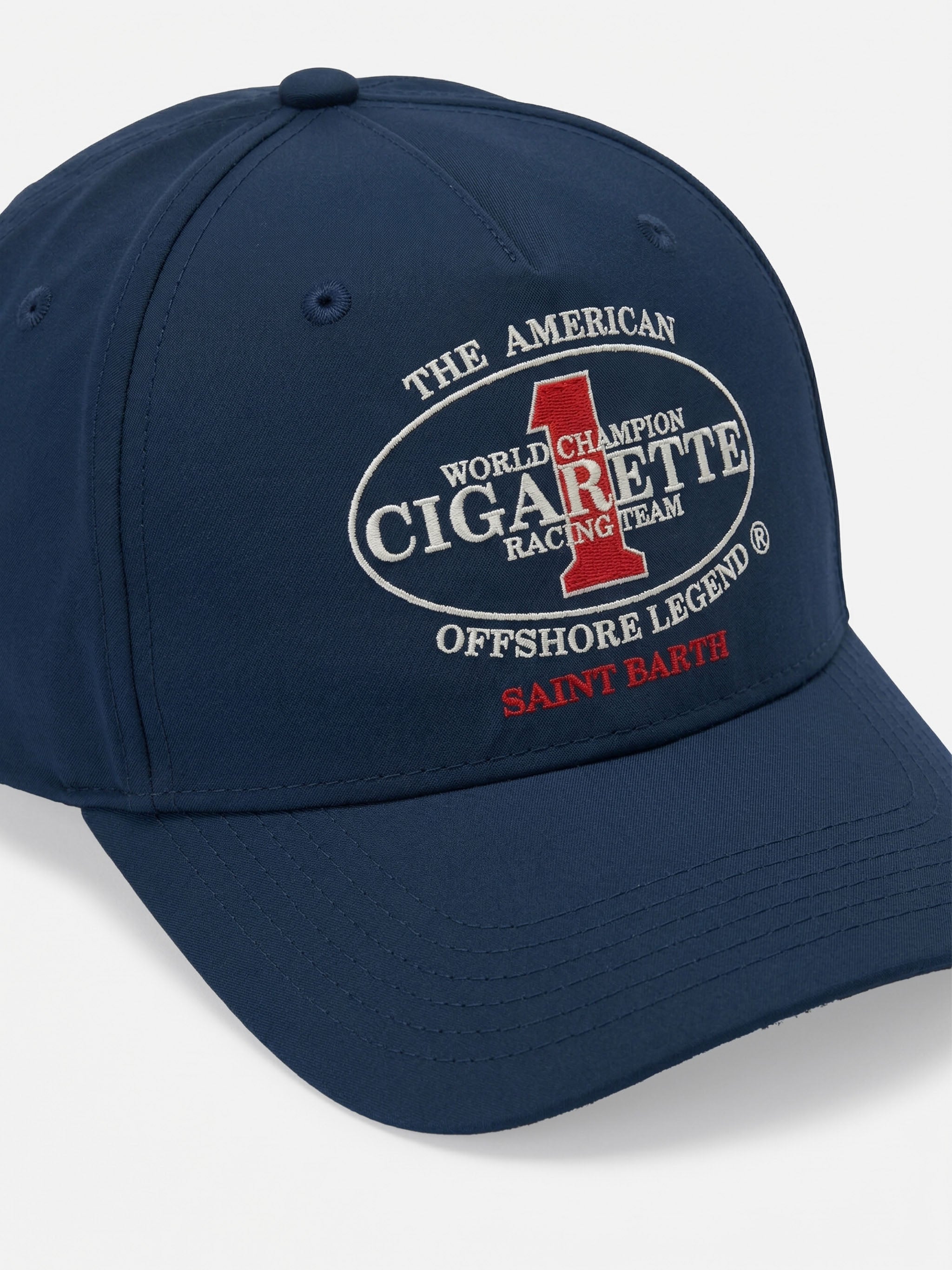 Cappellino da baseball con visiera blu navy con ricamo Cigarette | Edizione Speciale