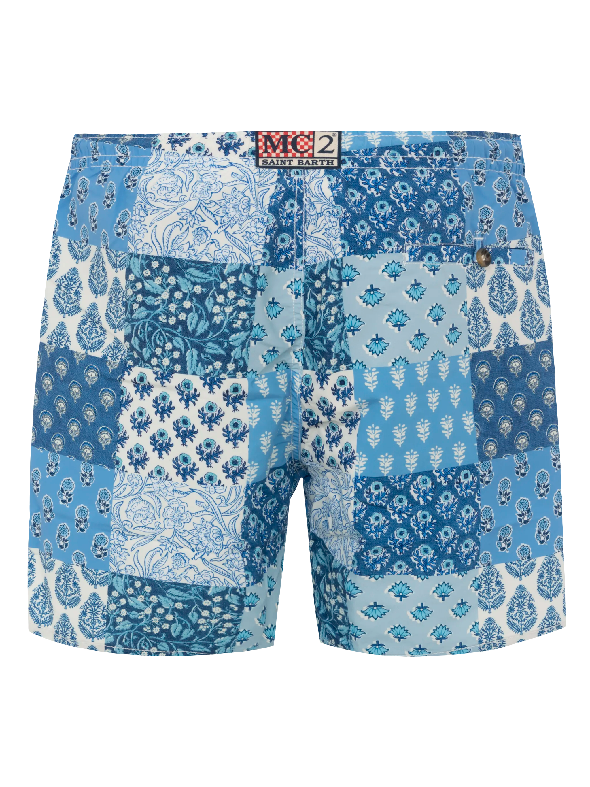 Mid-length swim-shorts Caprese with floral patch print