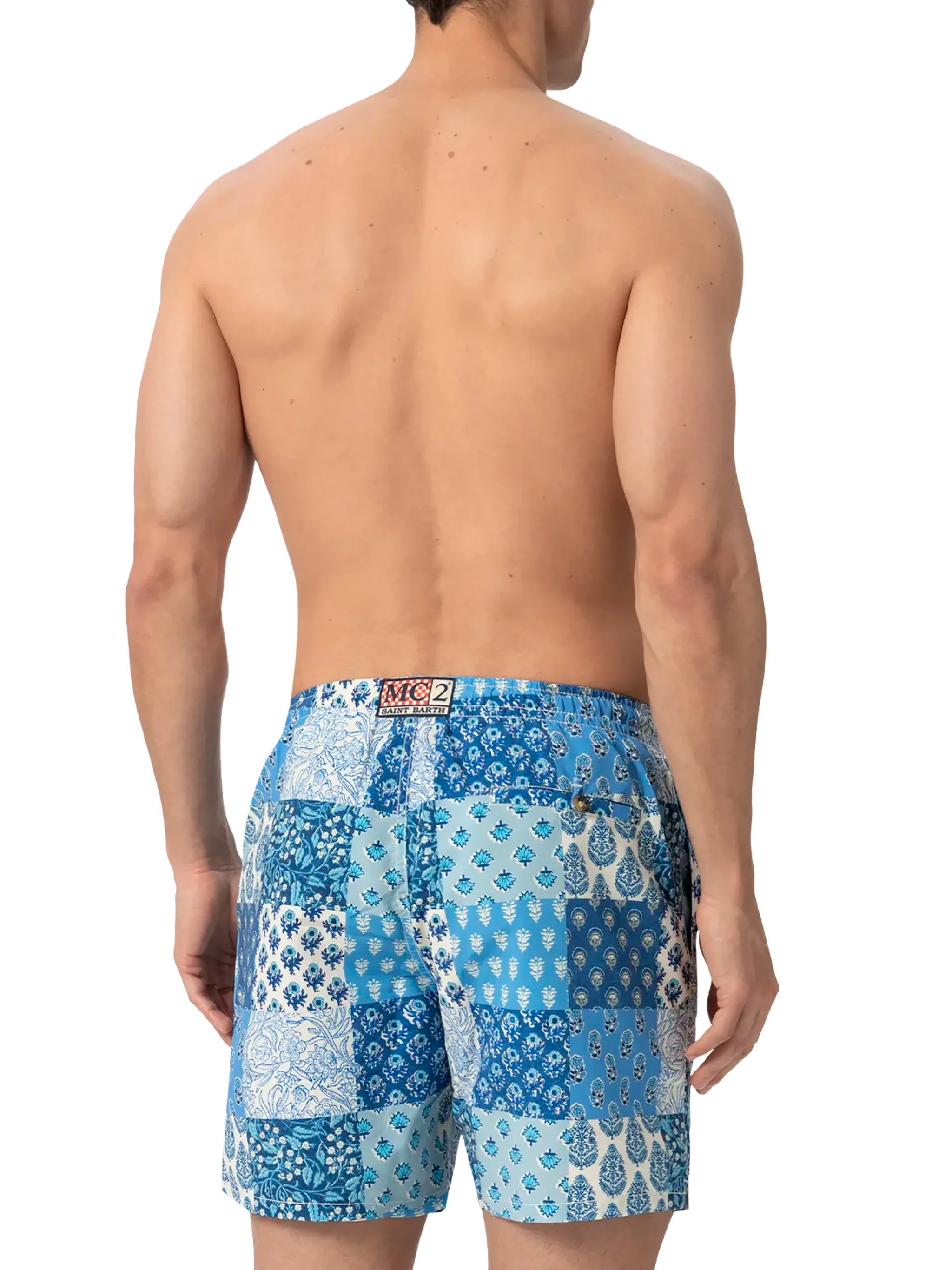Mid-length swim-shorts Caprese with floral patch print