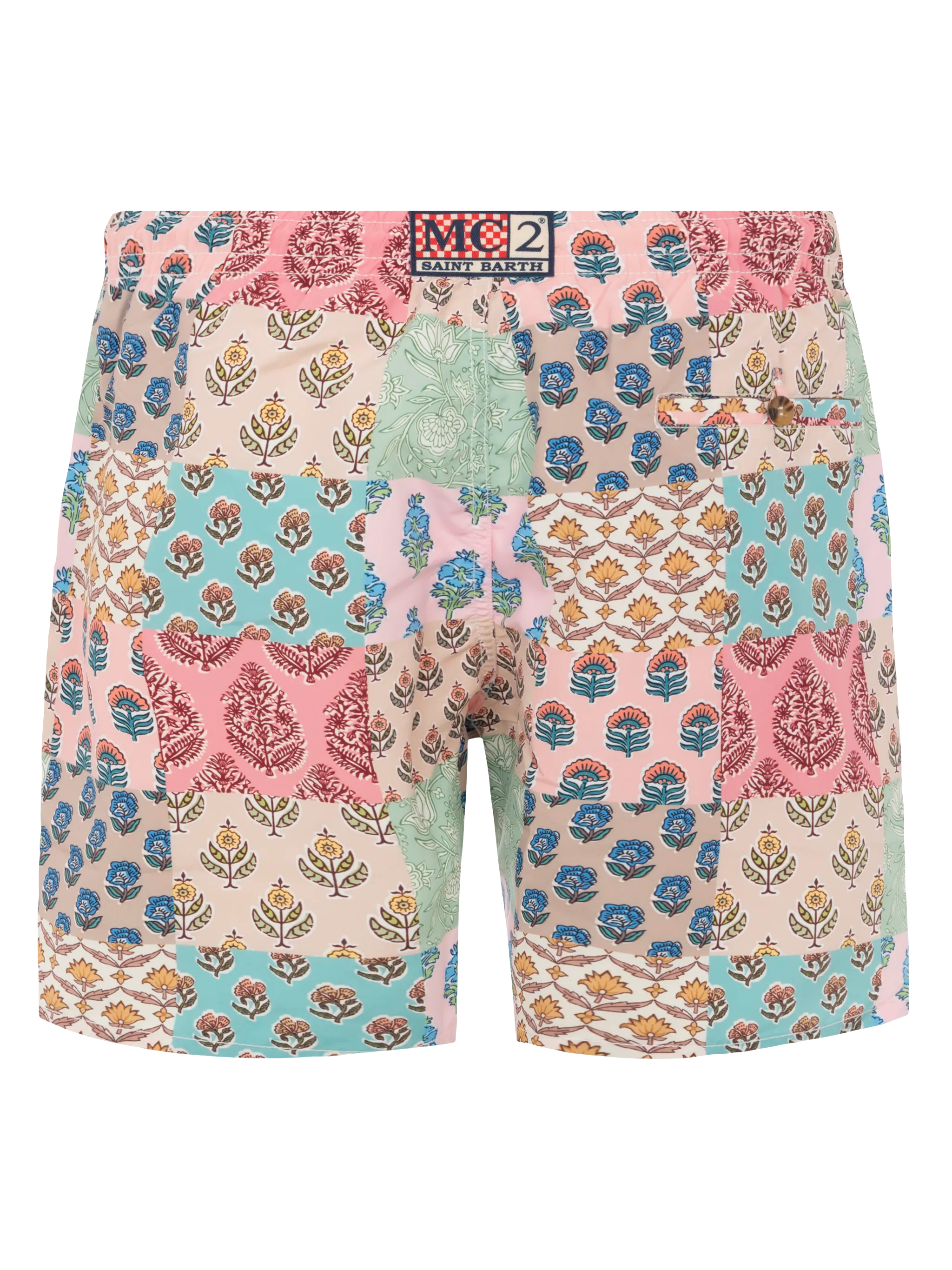 Mid-length swim-shorts Caprese with flower patch print