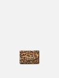 Card Holder in brushed leather and leopard-print calf hair