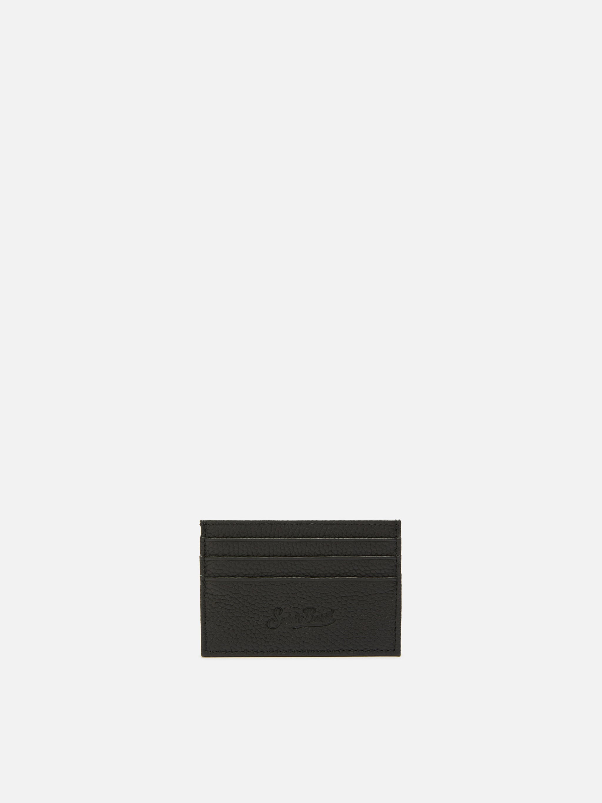 Card Holder in black grained leather