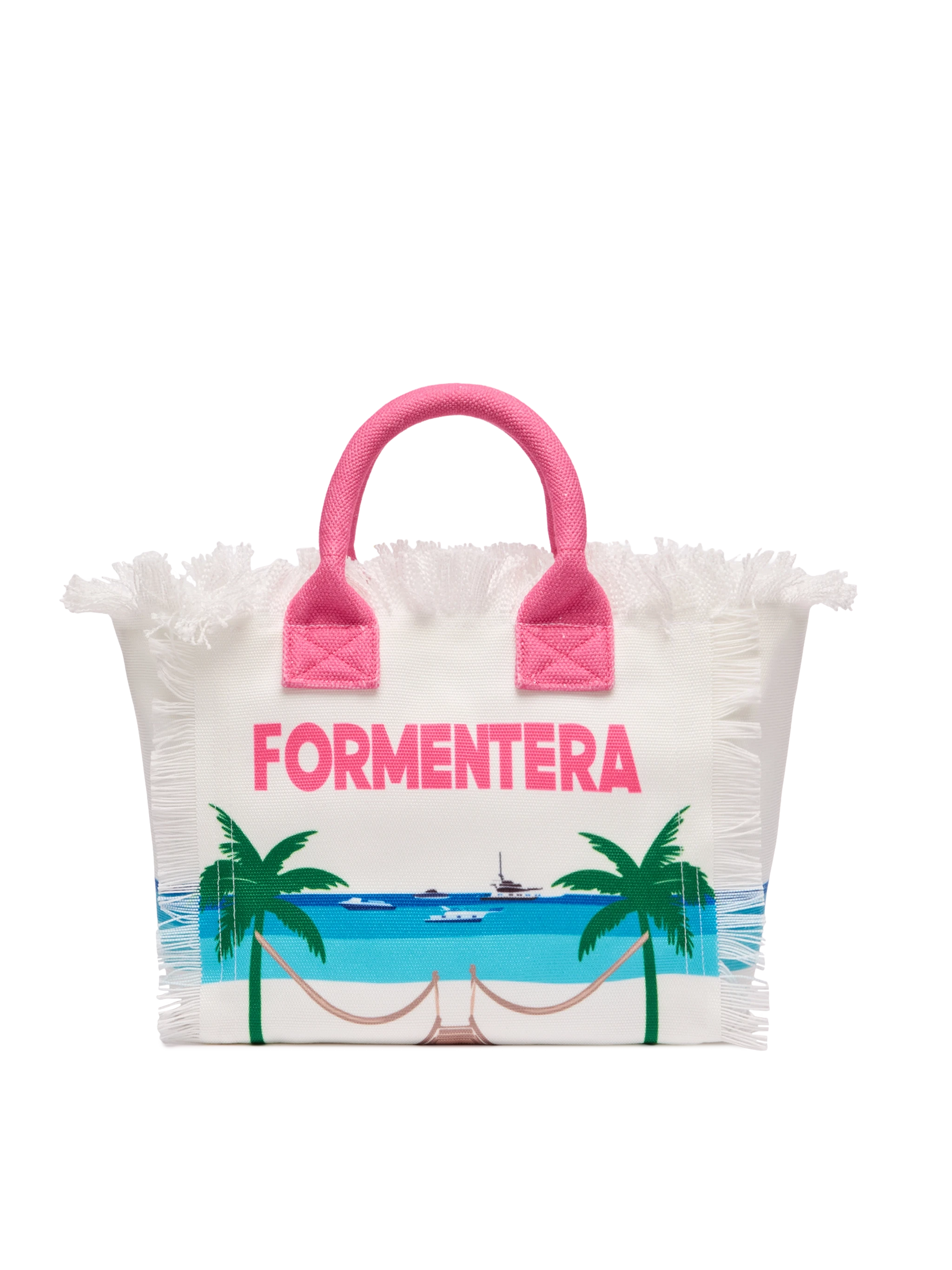 Colette cotton canvas handbag with Formentera postcard print