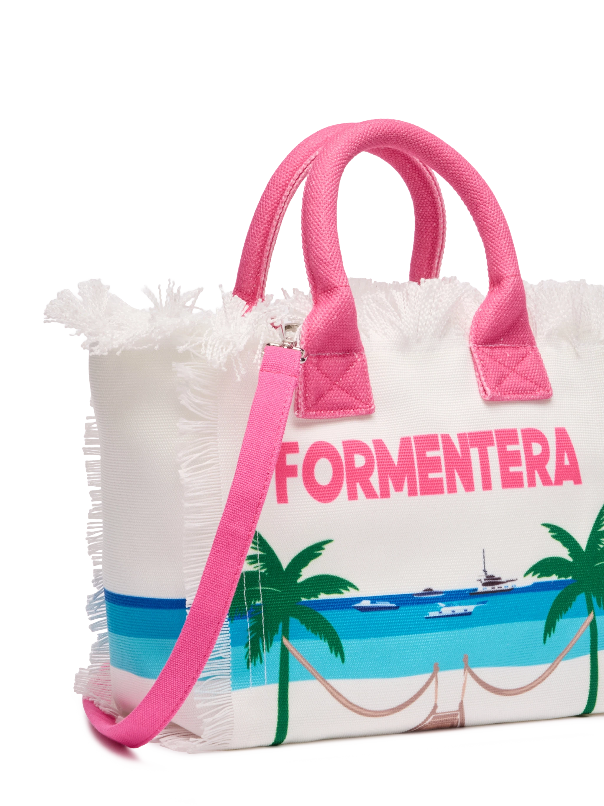 Colette cotton canvas handbag with Formentera postcard print