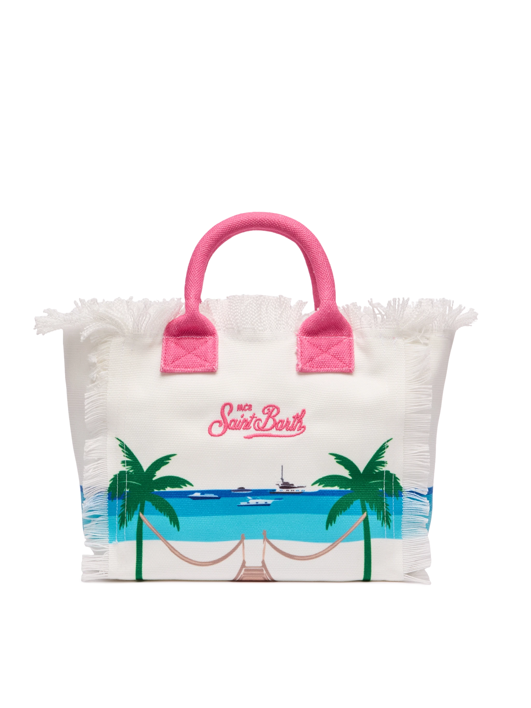 Colette cotton canvas handbag with Formentera postcard print