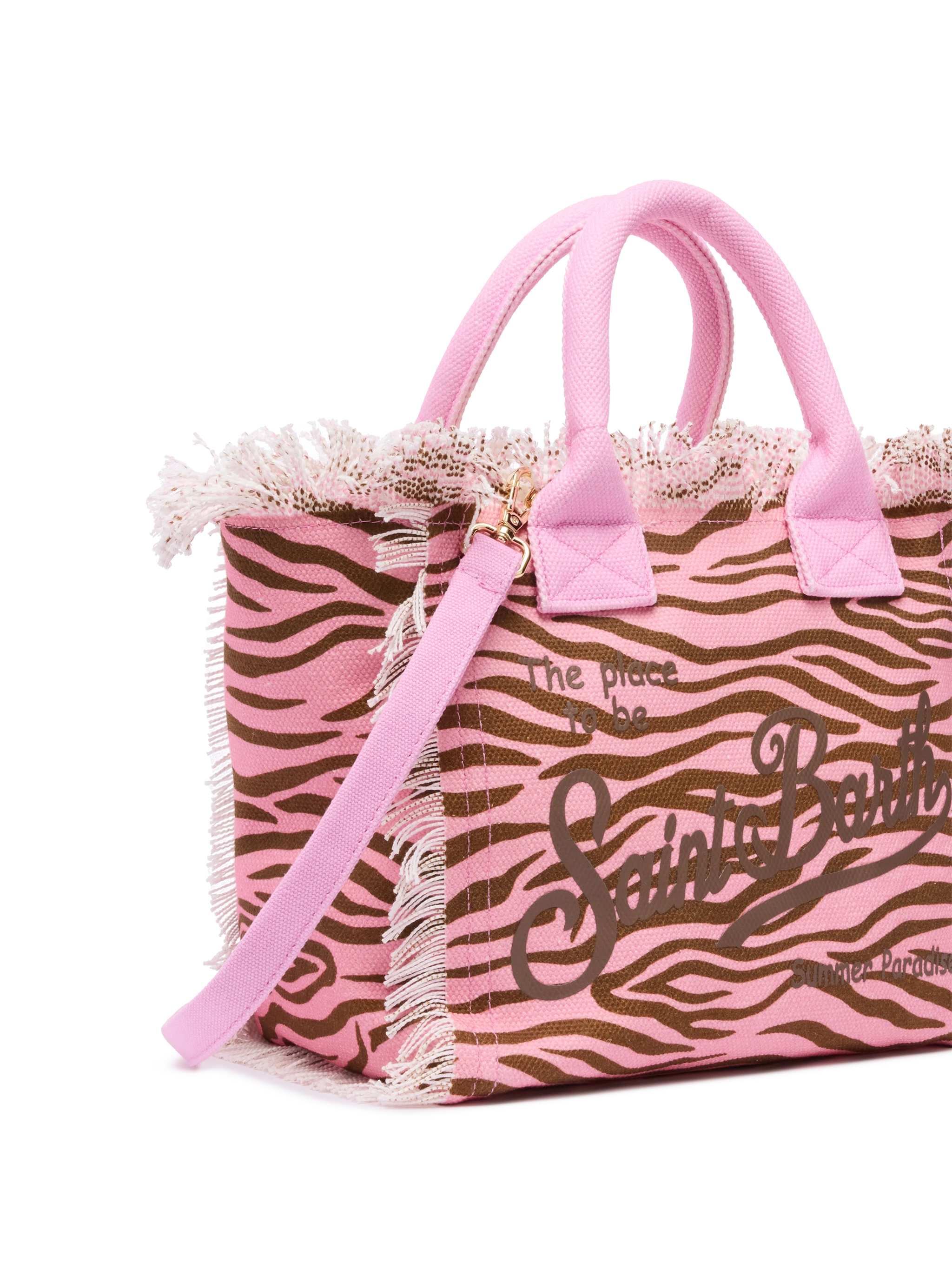 Colette cotton canvas handbag with zebra print