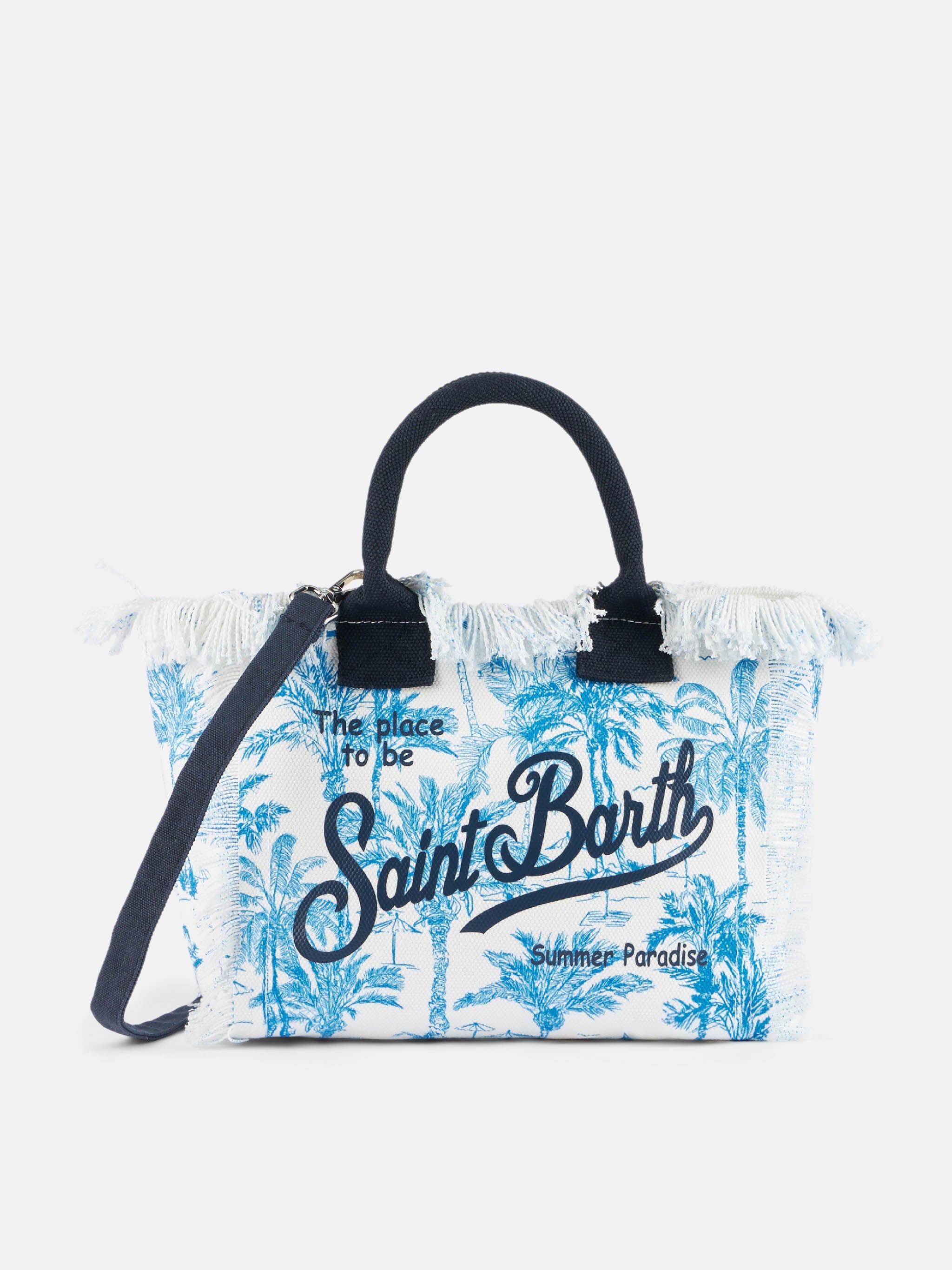 Colette cotton canvas handbag with toile de jouy print