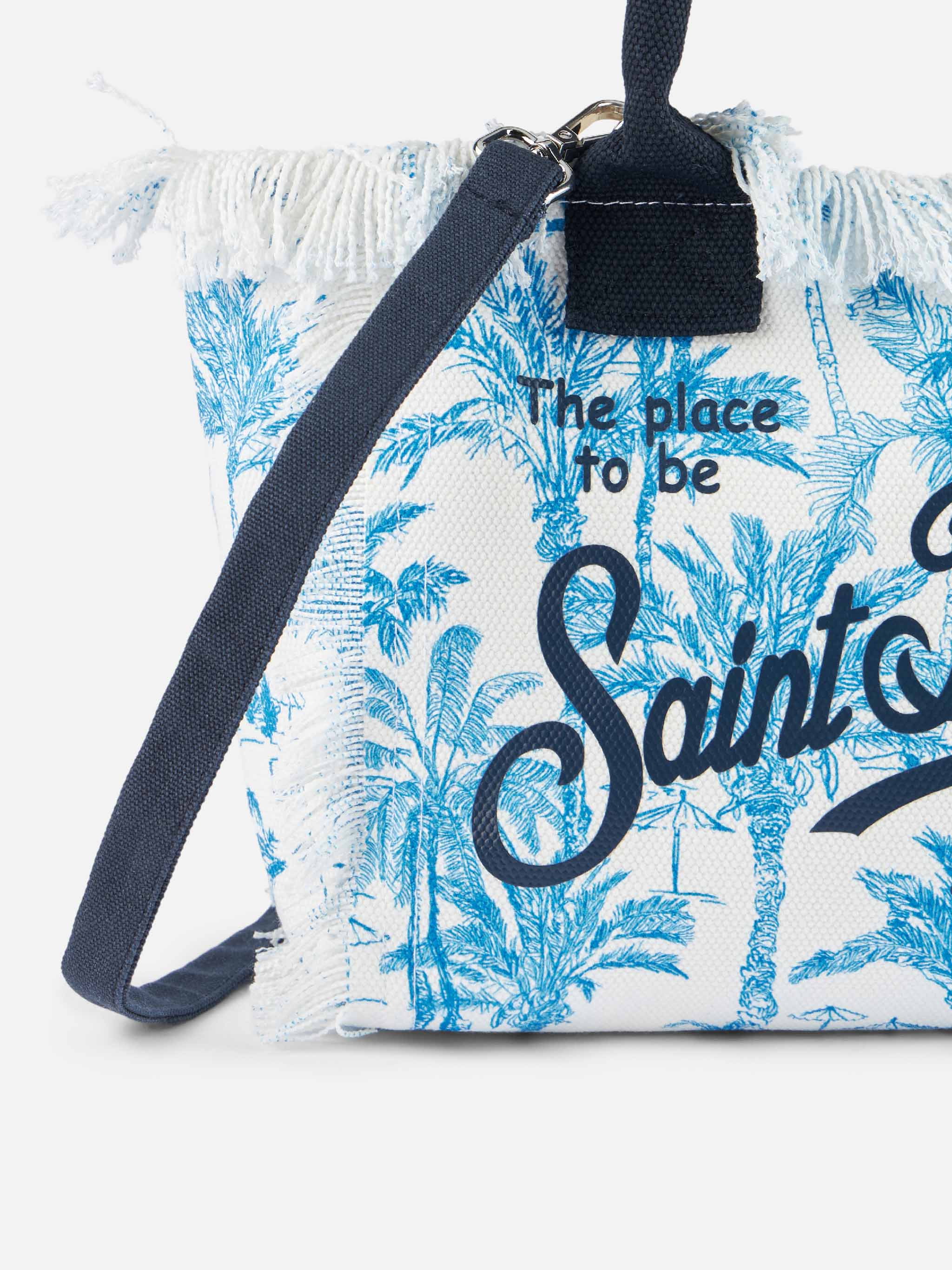 Colette cotton canvas handbag with toile de jouy print