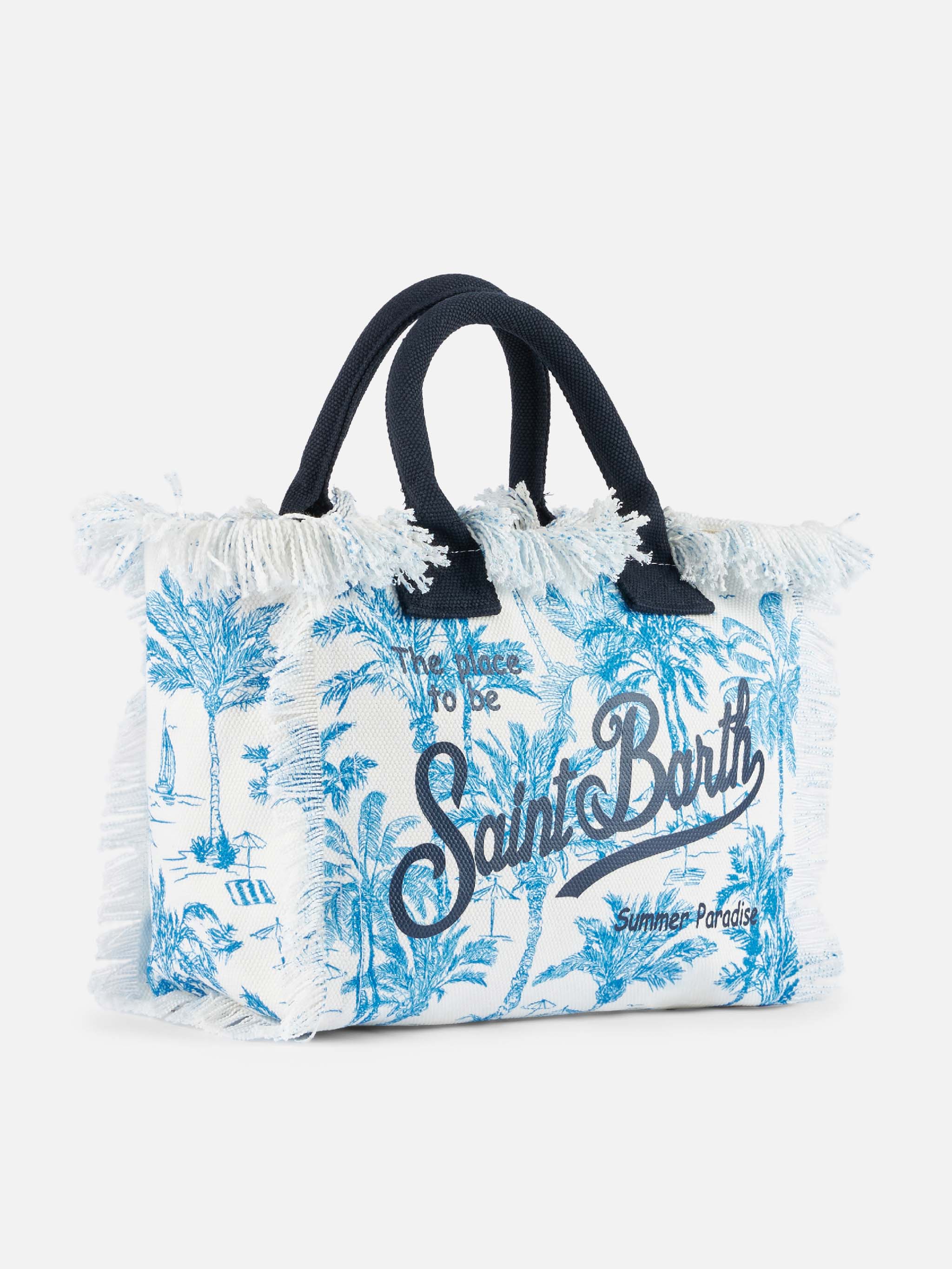 Colette cotton canvas handbag with toile de jouy print