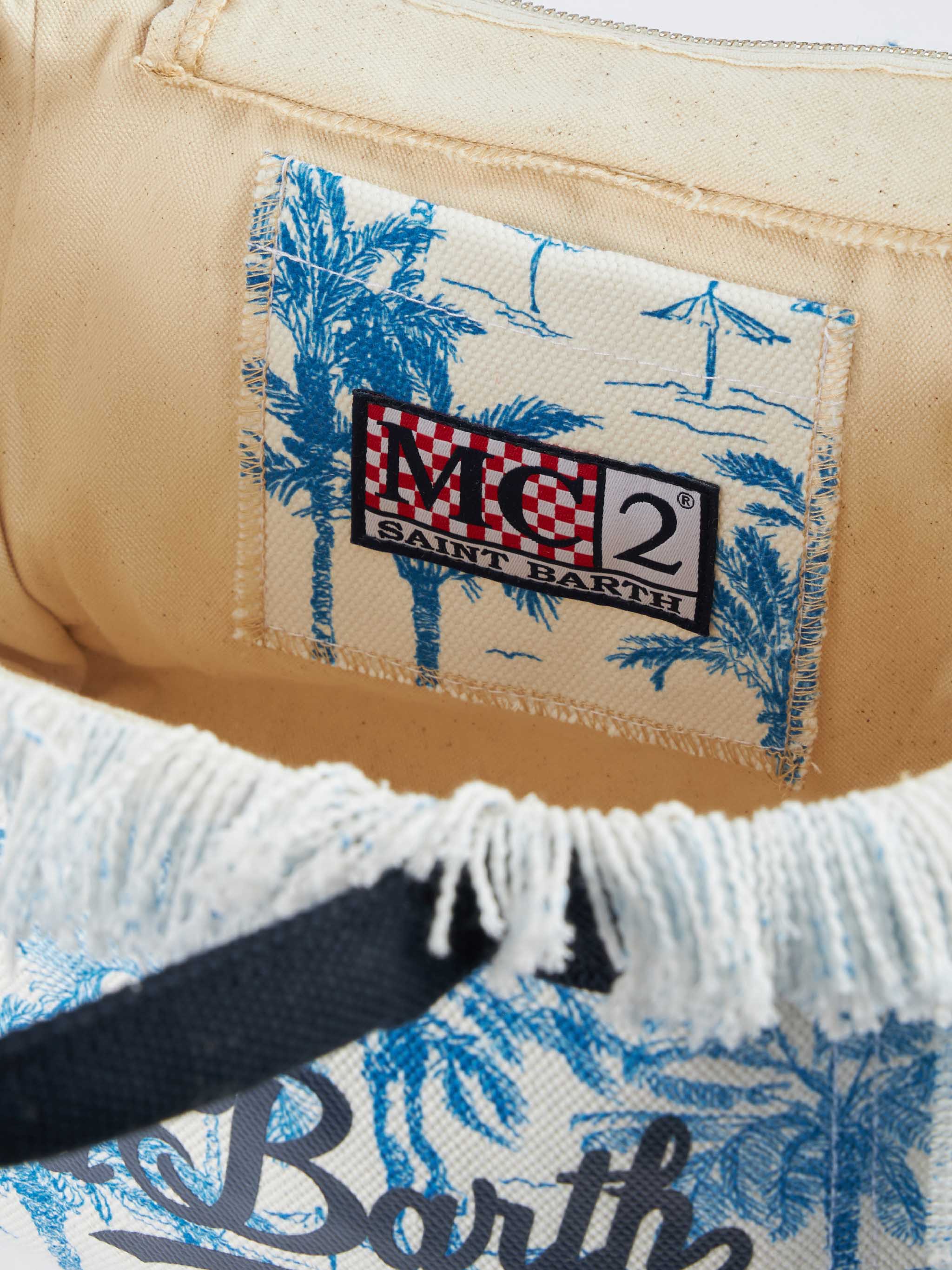 Colette cotton canvas handbag with toile de jouy print