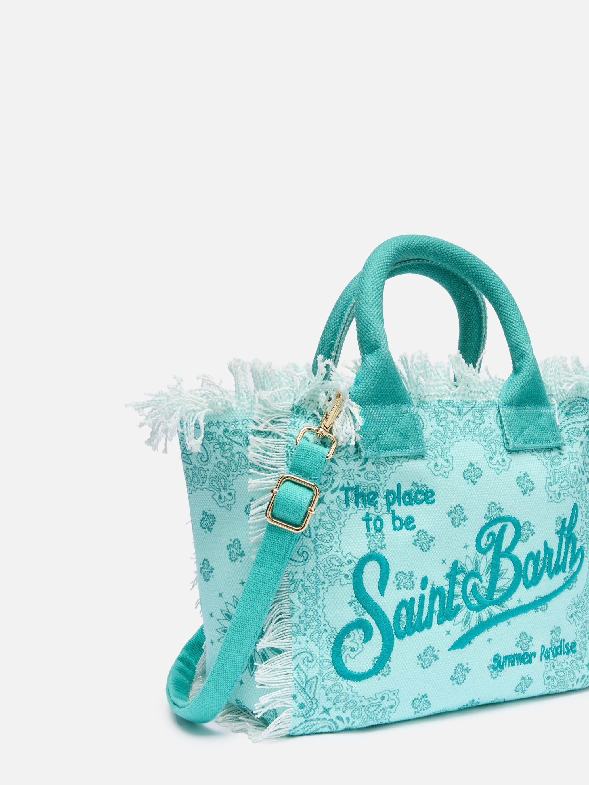 Colette cotton canvas handbag with bandana print