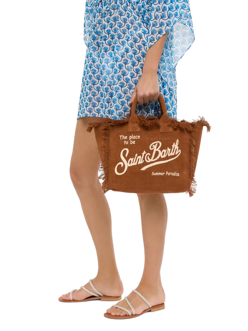 Borsa a mano Colette marrone in 100% LINO