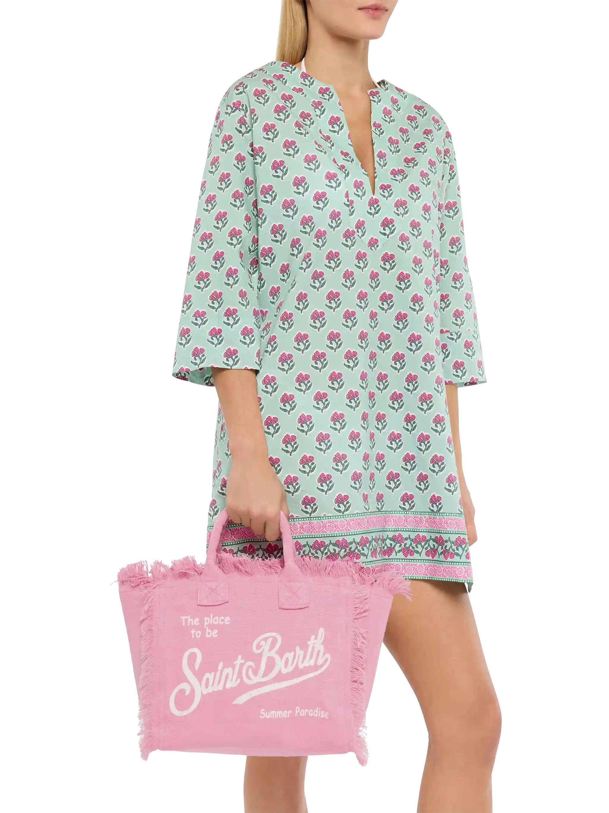 Pink solid color linen Colette bag