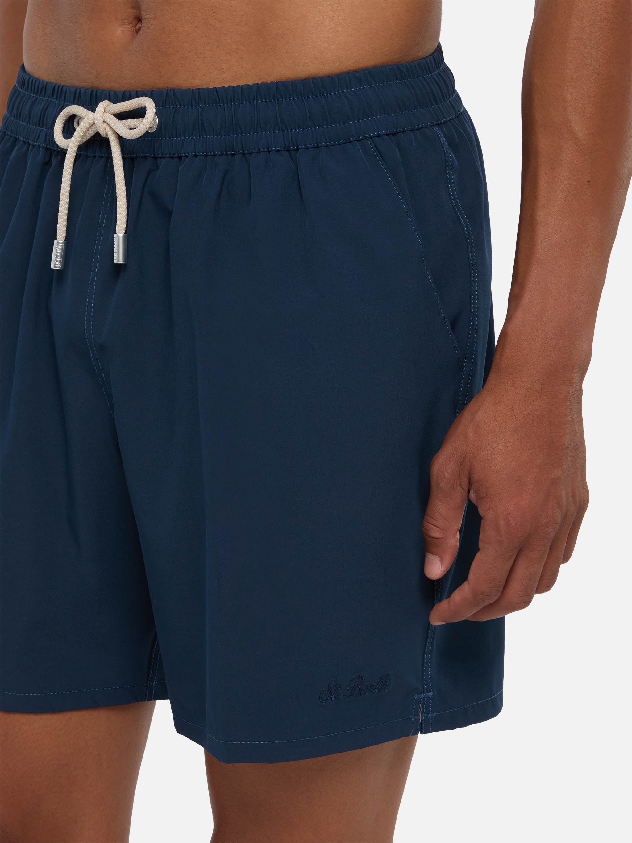Navy blue Comfort swim shorts with St. Barth embroidery