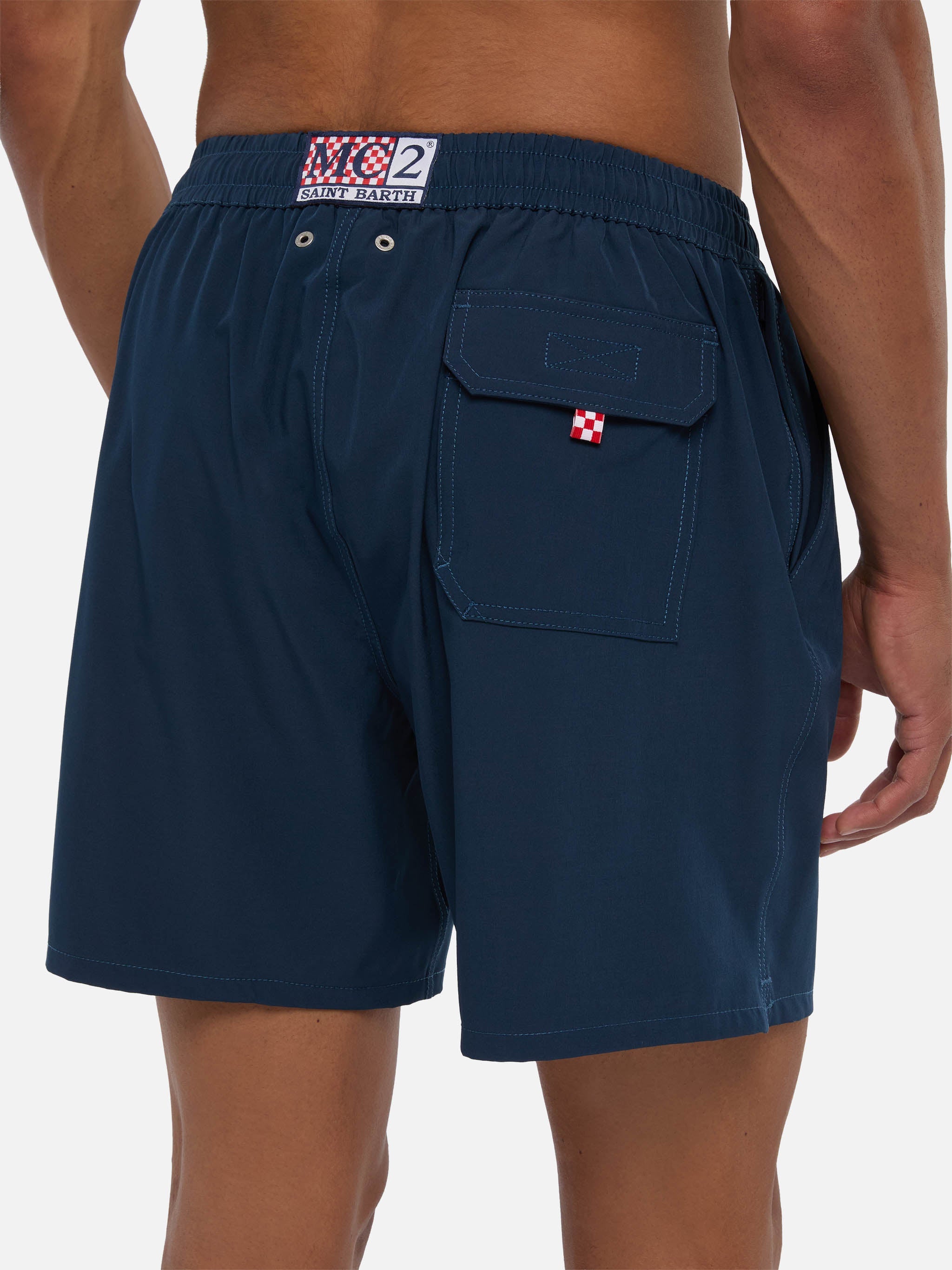 Navy blue Comfort swim shorts with St. Barth embroidery