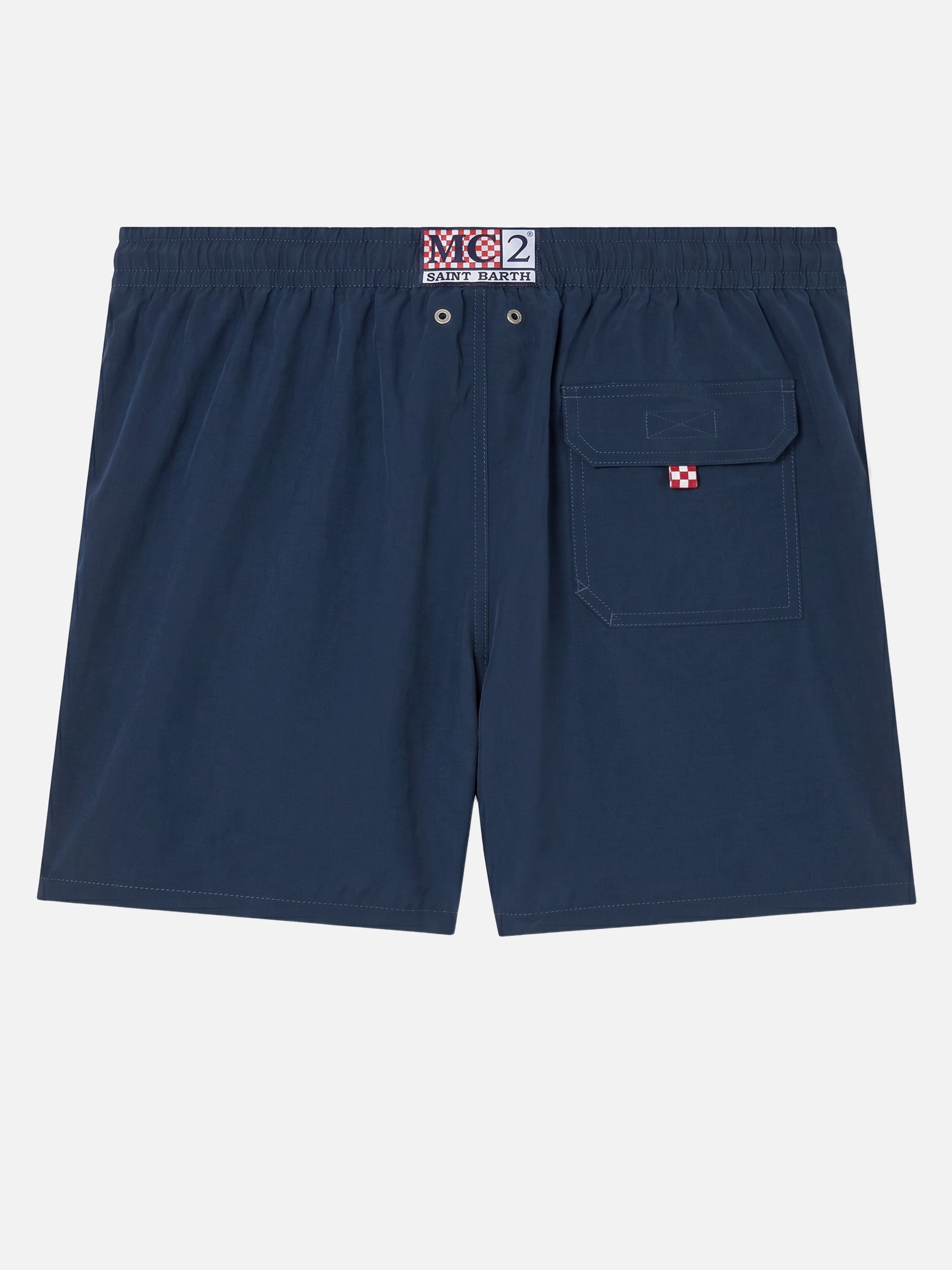 Navy blue Comfort swim shorts with St. Barth embroidery