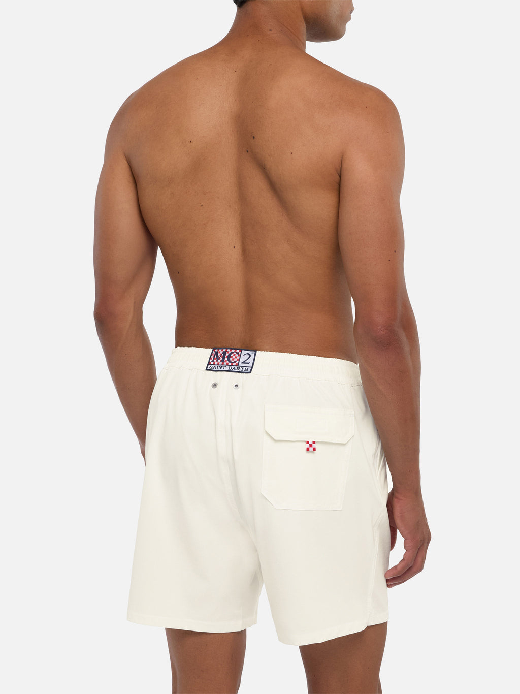 White Comfort swim shorts with St. Barth embroidery