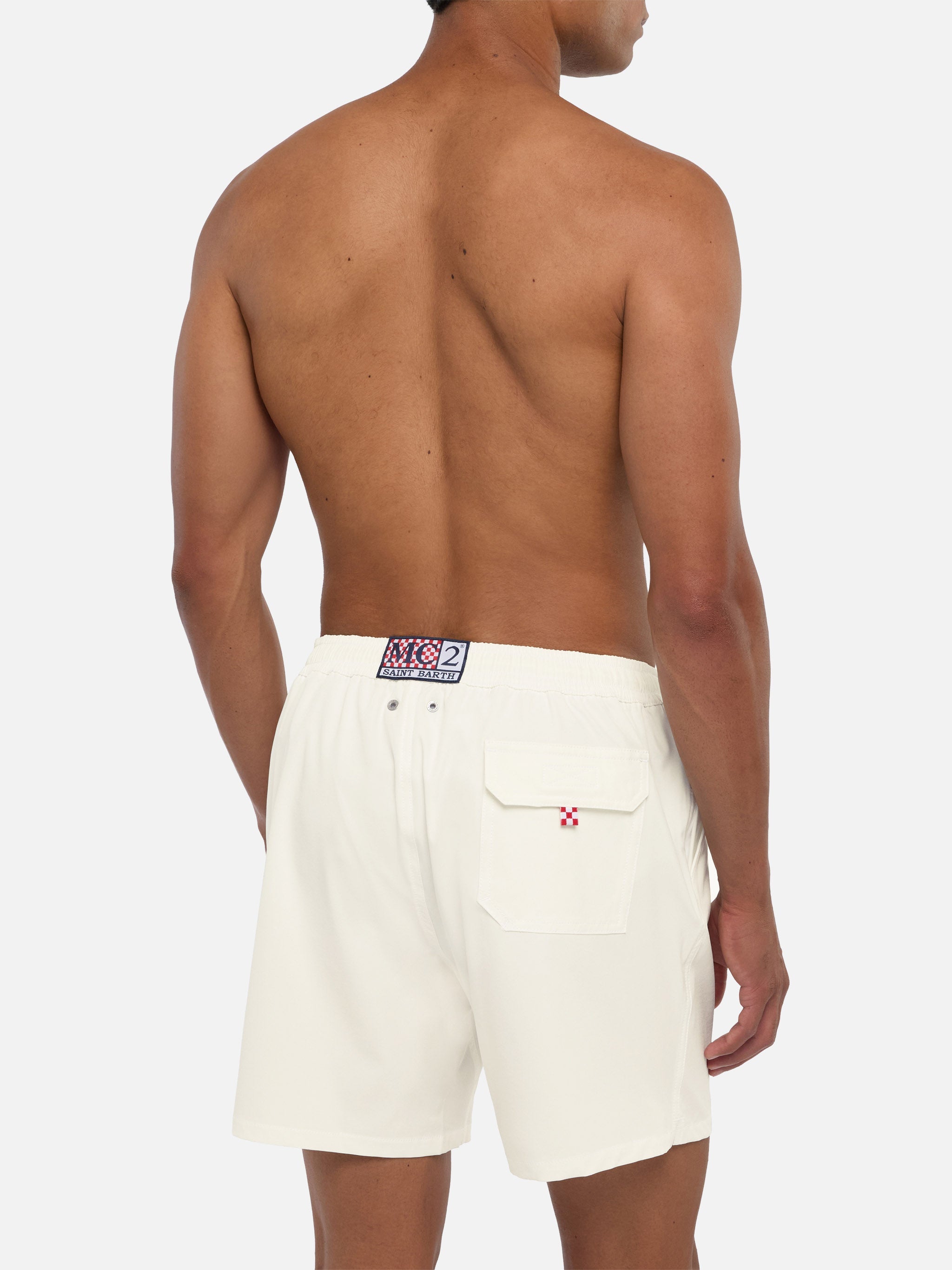 White Comfort swim shorts with St. Barth embroidery