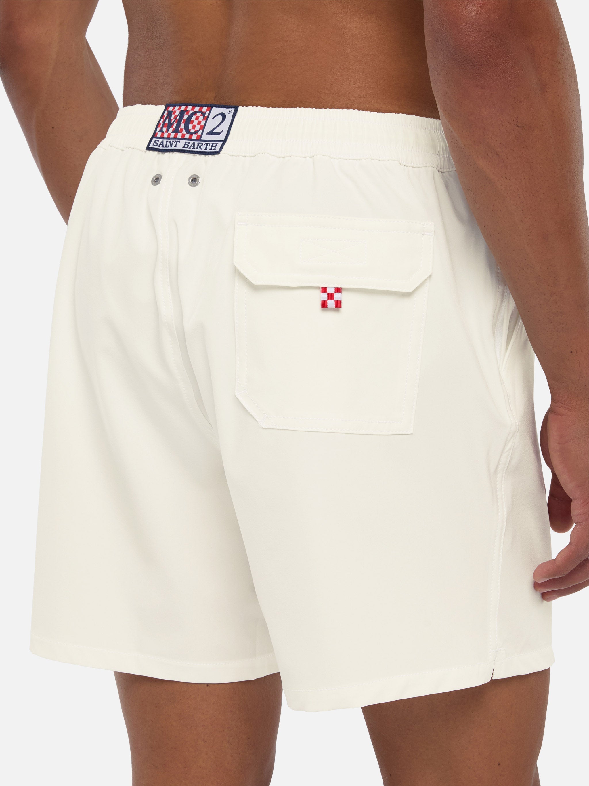 White Comfort swim shorts with St. Barth embroidery