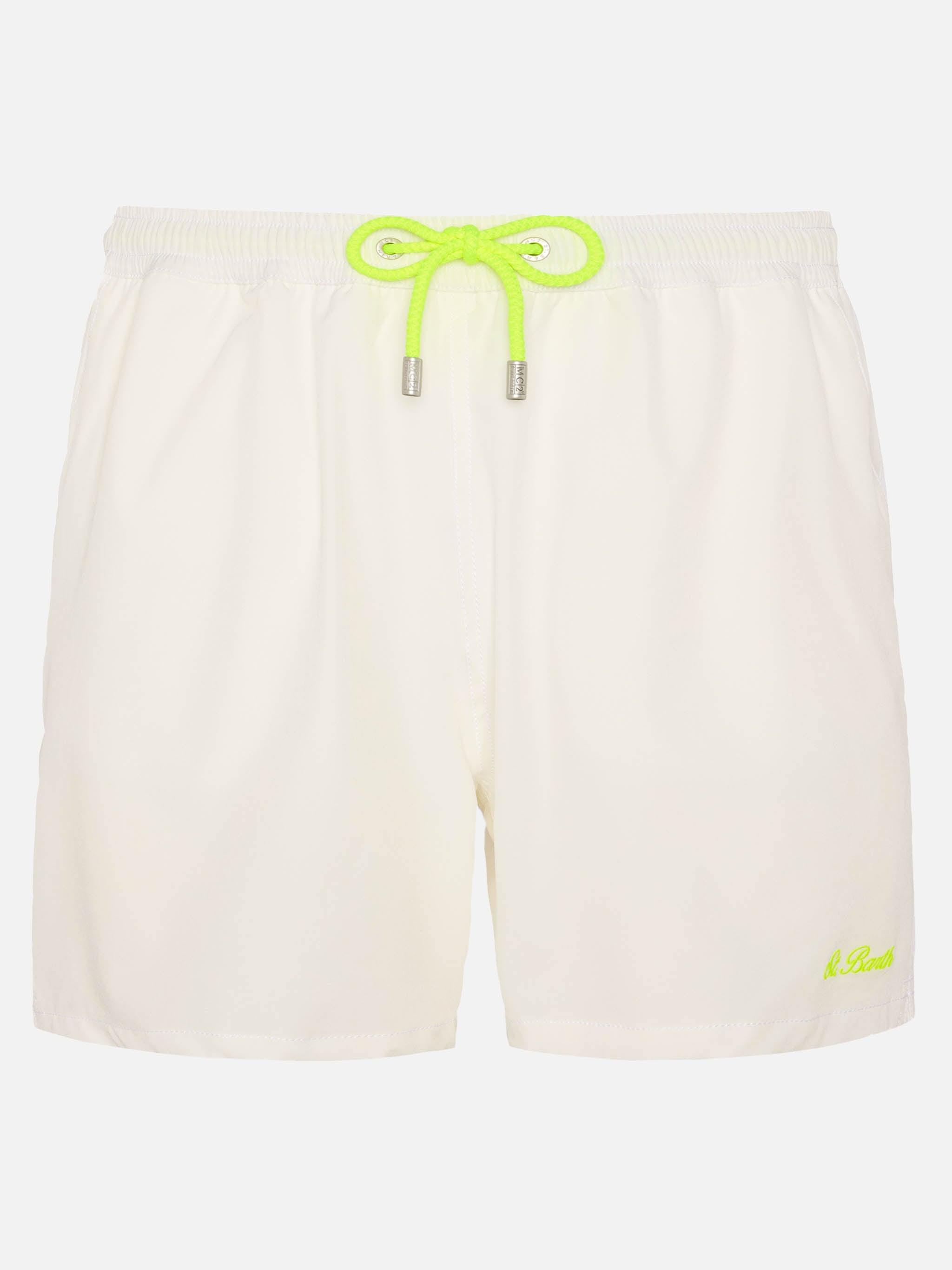 White Comfort swim shorts with St. Barth embroidery