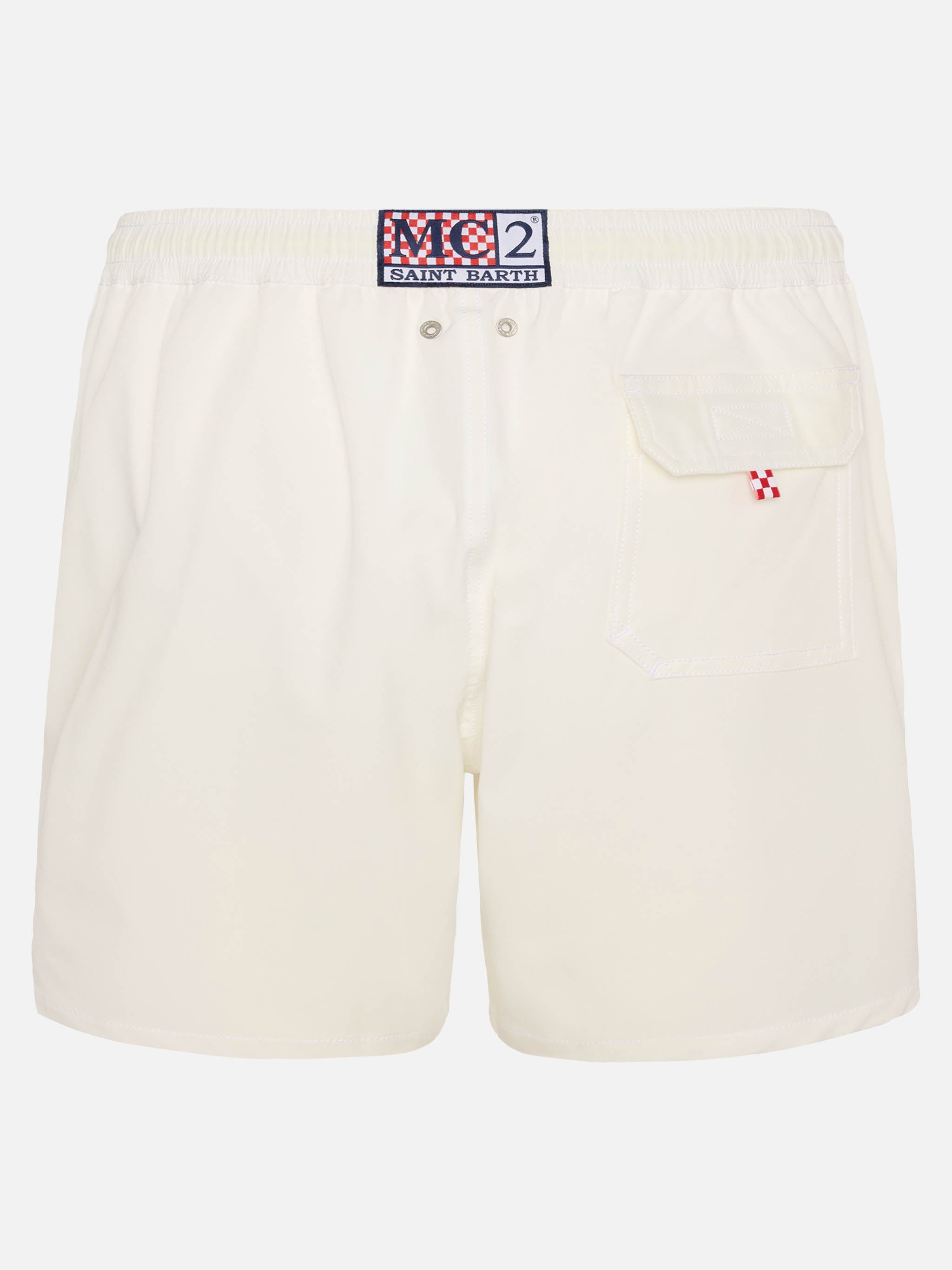 White Comfort swim shorts with St. Barth embroidery