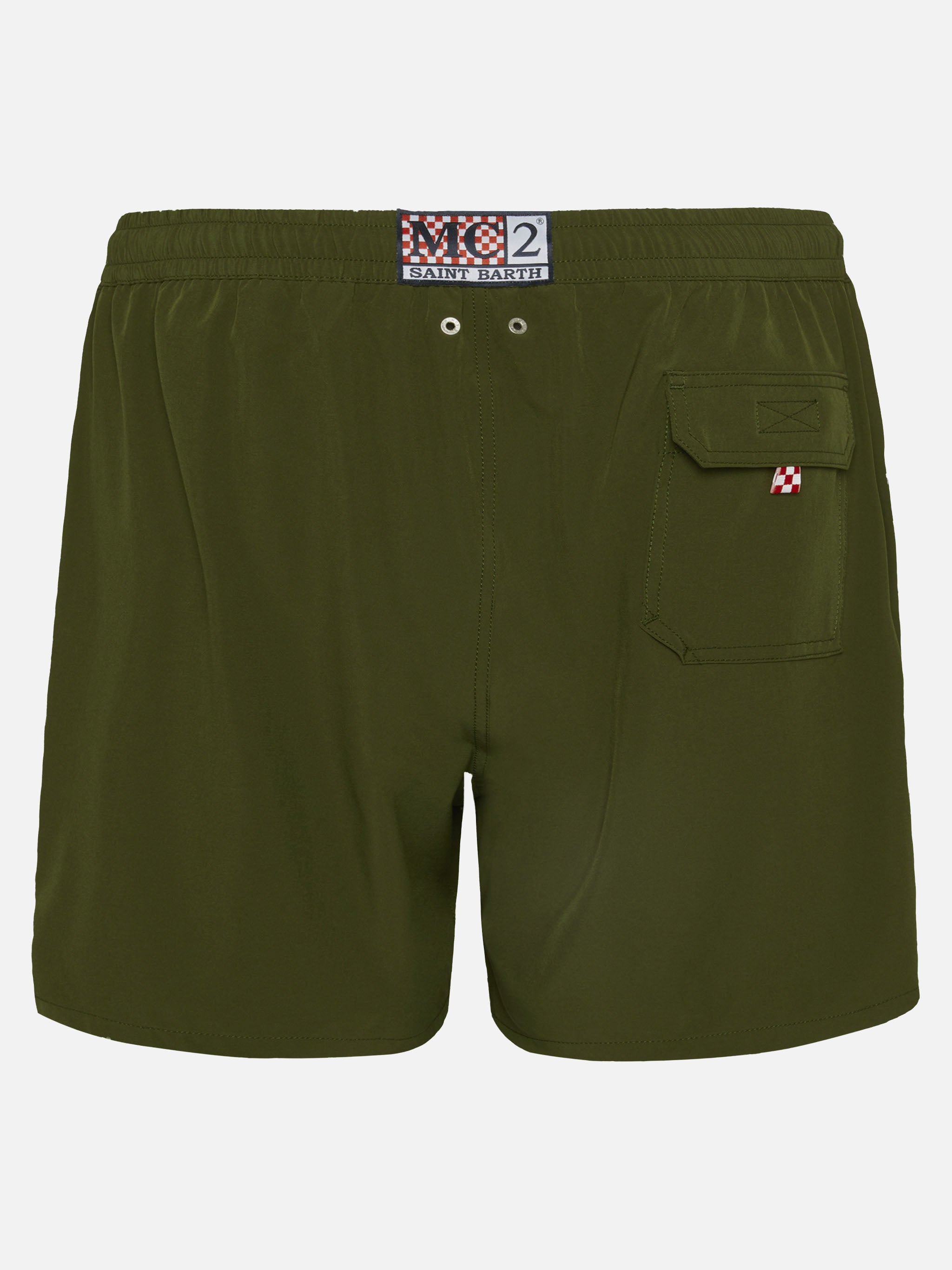 Military green Comfort swim shorts with St. Barth embroidery