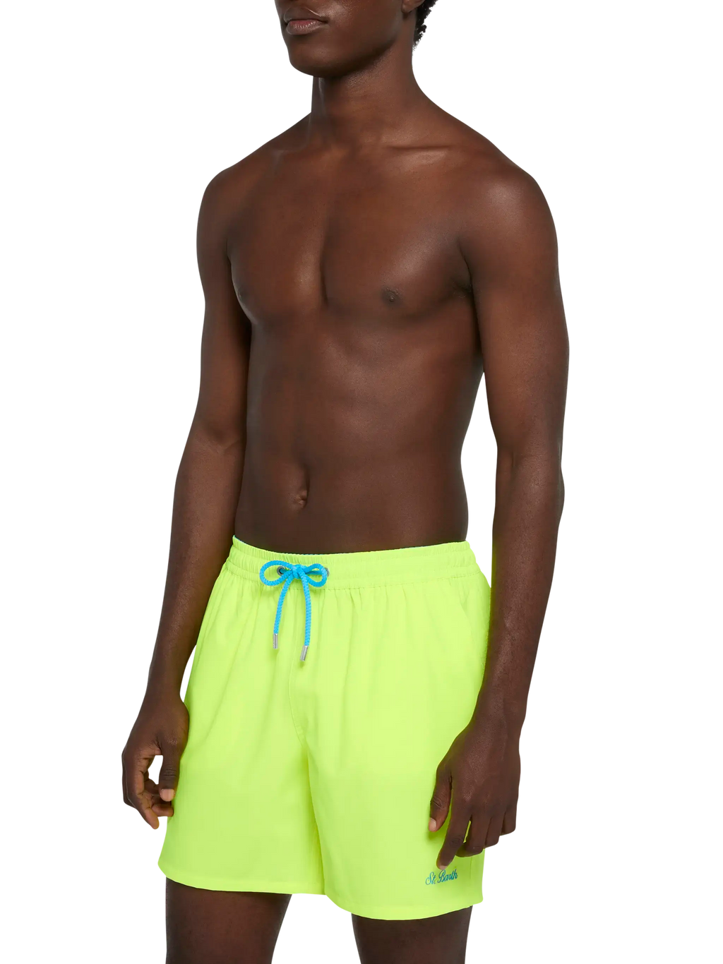 Fluo yellow Comfort swim shorts with St. Barth embroidery