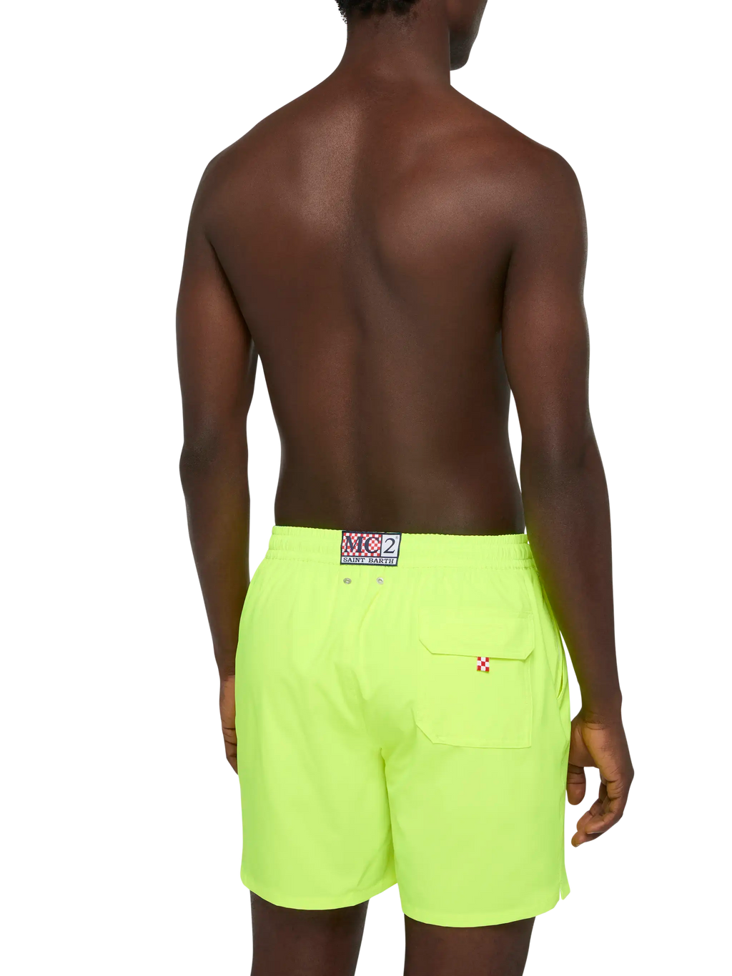 Fluo yellow Comfort swim shorts with St. Barth embroidery