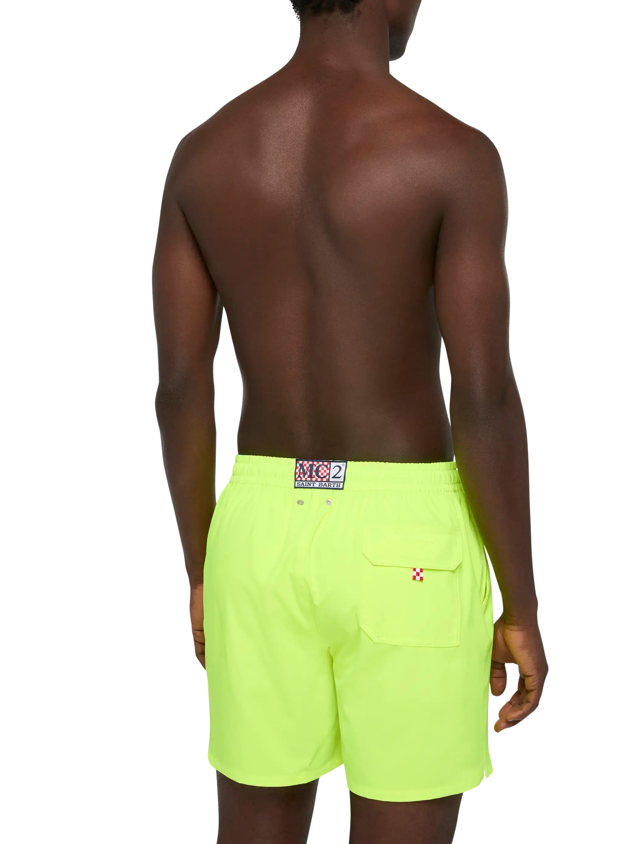 Fluo yellow Comfort swim shorts with St. Barth embroidery