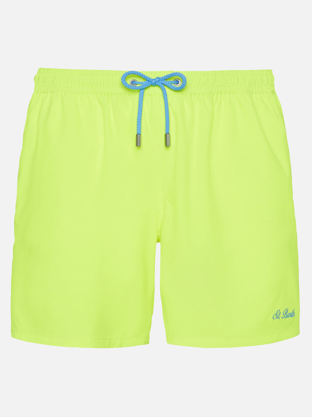Fluo yellow Comfort swim shorts with St. Barth embroidery